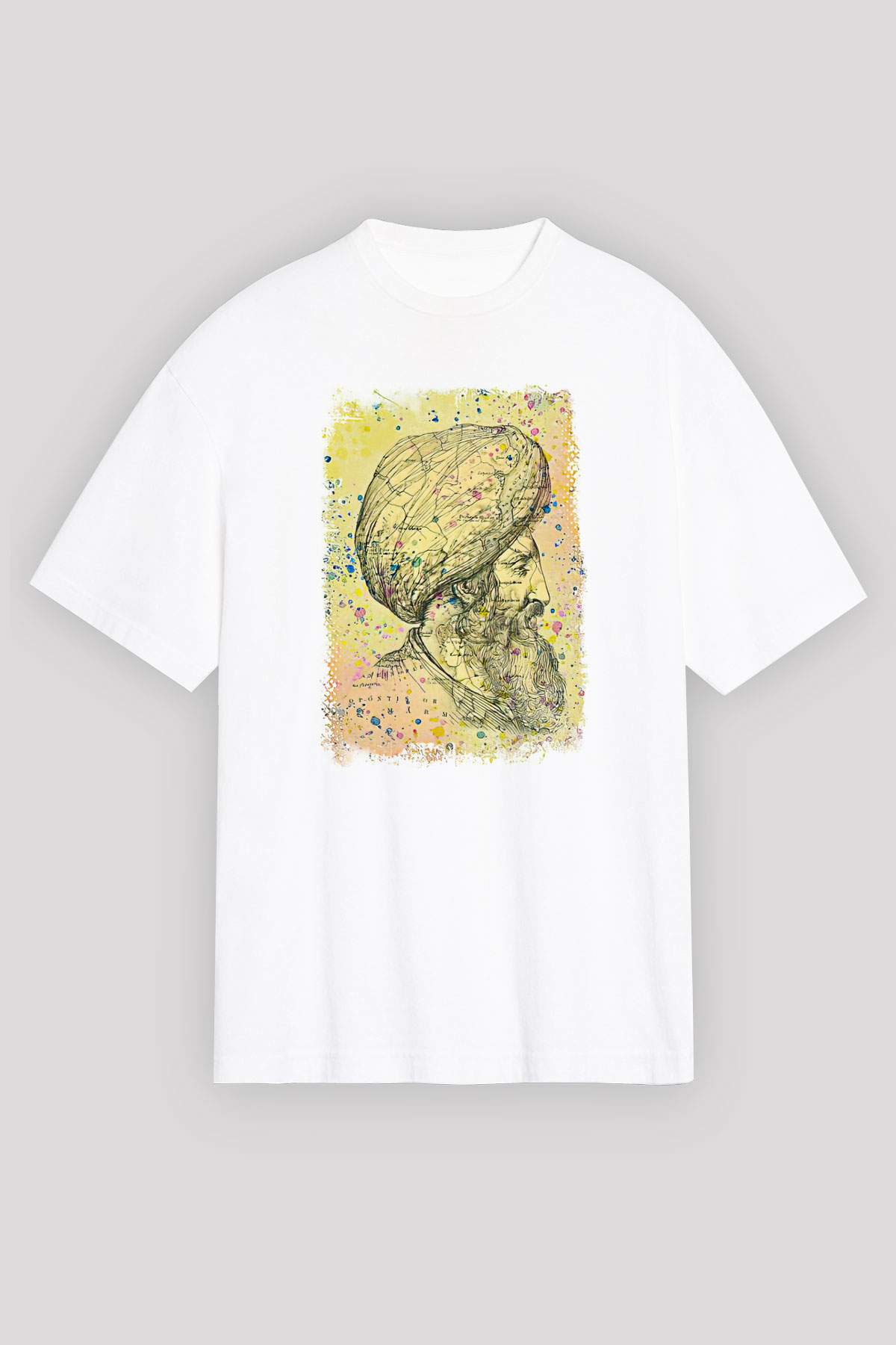 1453 Baskılı Beyaz Unisex Oversize Tişört - Tshirt