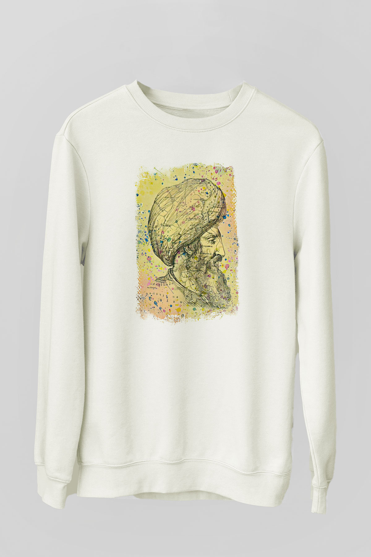 1453 Baskılı Beyaz Unisex Sweatshirt