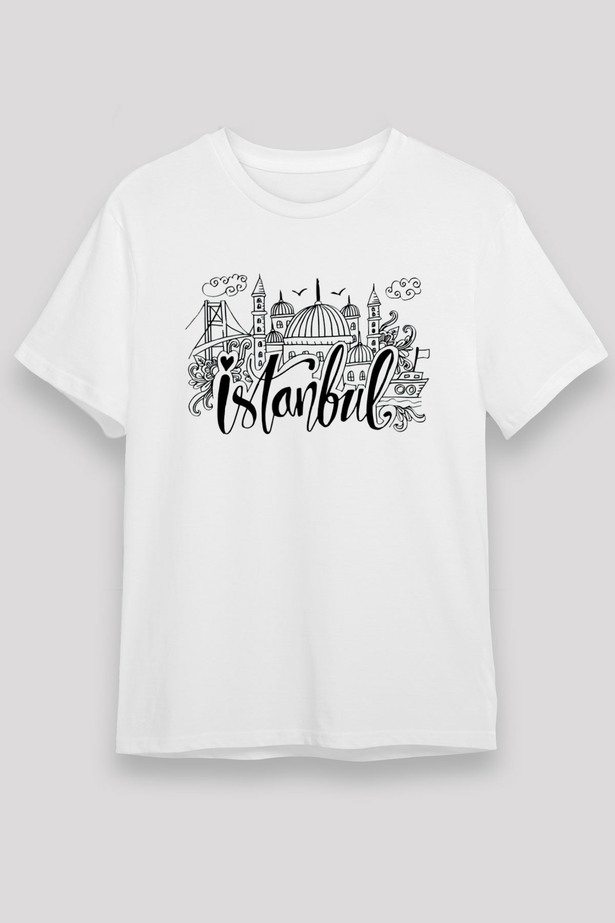 1453 Unisex Baskılı Beyaz Tişört - Tshirt