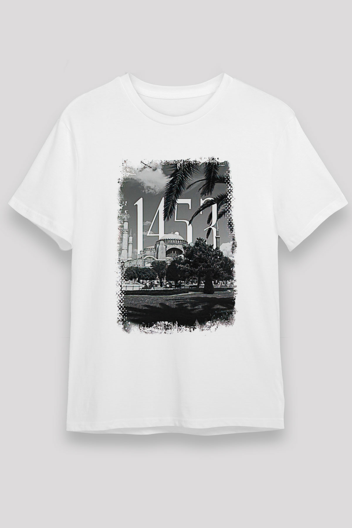 1453 Unisex Baskılı Beyaz Tişört - Tshirt