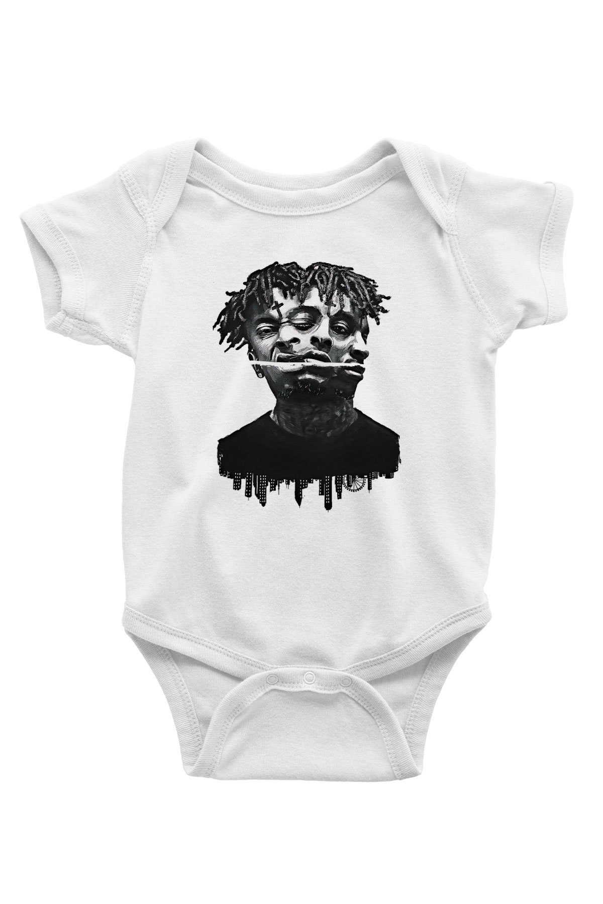 21 Savage Baskılı Beyaz Unisex Bebek Body - Zıbın
