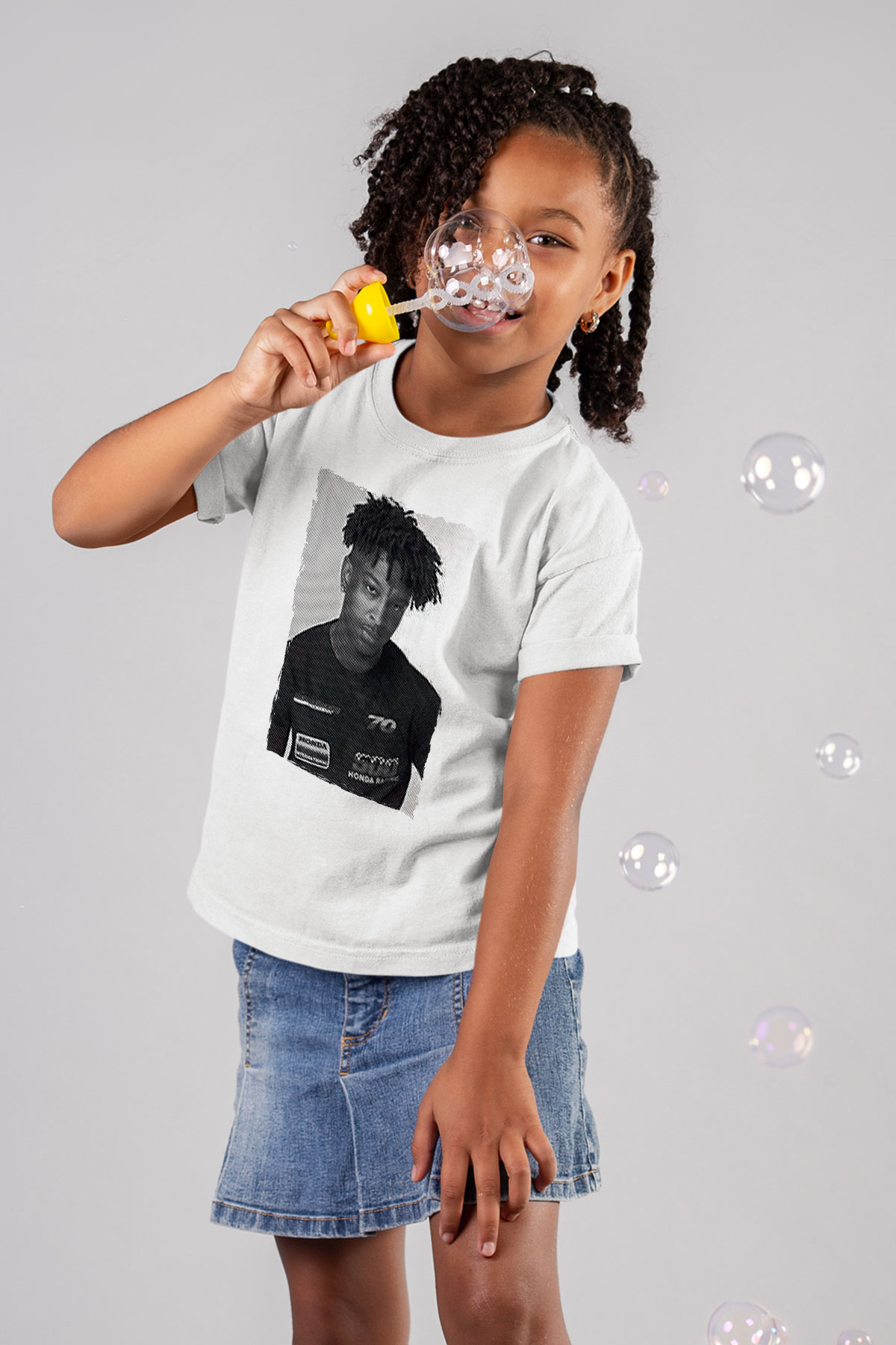 21 Savage Baskılı Beyaz Unisex Beyaz Çocuk Tişört - Tshirt