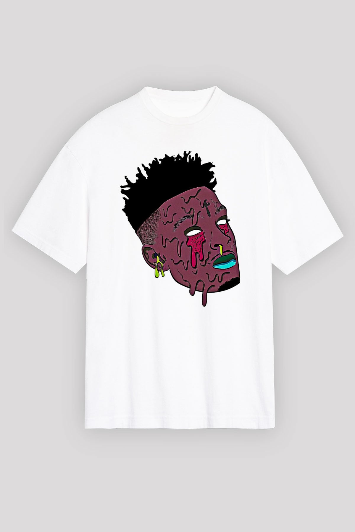 21 Savage Baskılı Beyaz Unisex Oversize Tişört - Tshirt