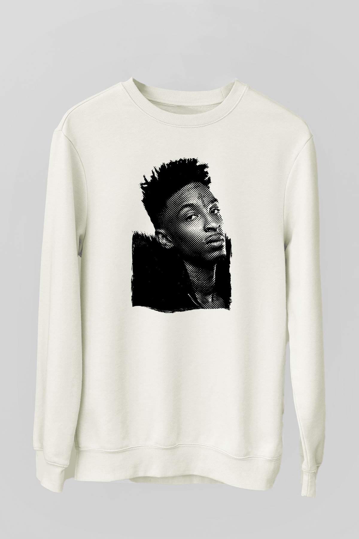 21 Savage Baskılı Beyaz Unisex Sweatshirt
