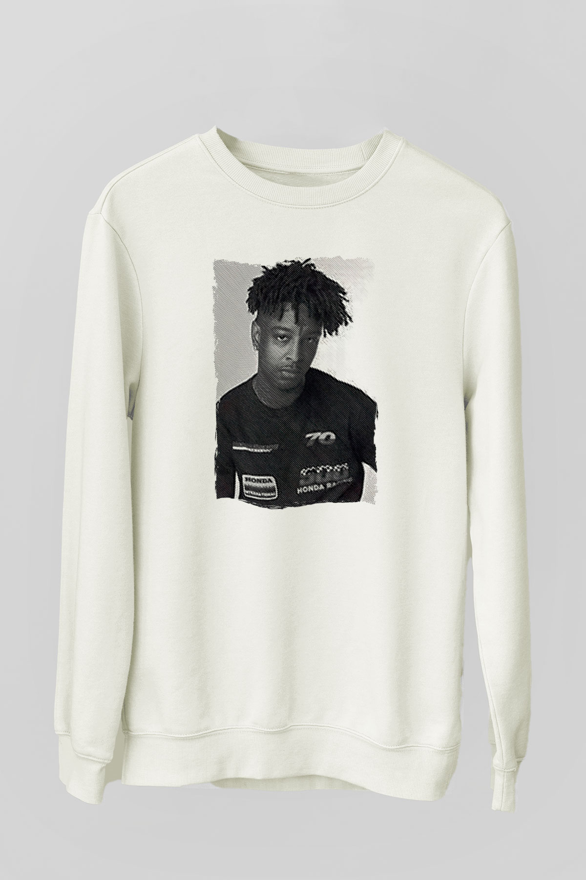 21 Savage Baskılı Beyaz Unisex Sweatshirt