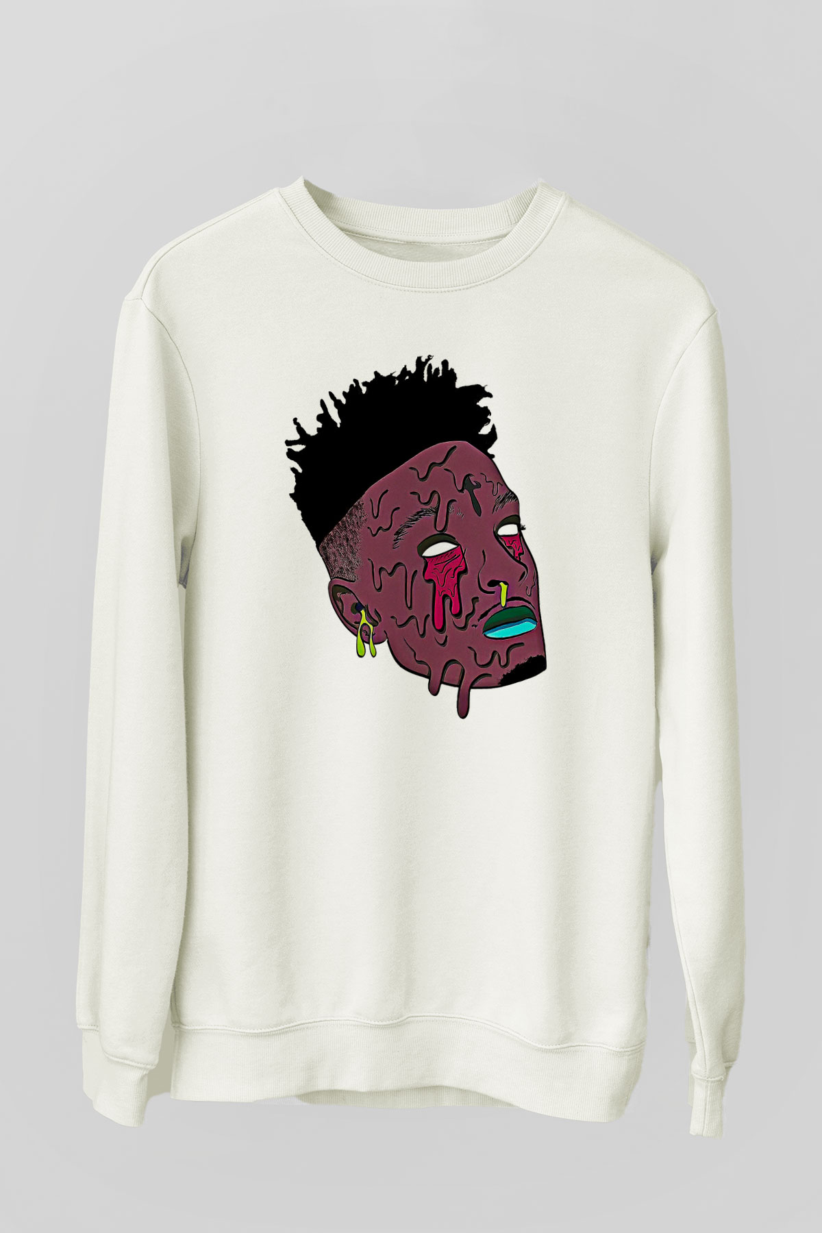 21 Savage Baskılı Beyaz Unisex Sweatshirt