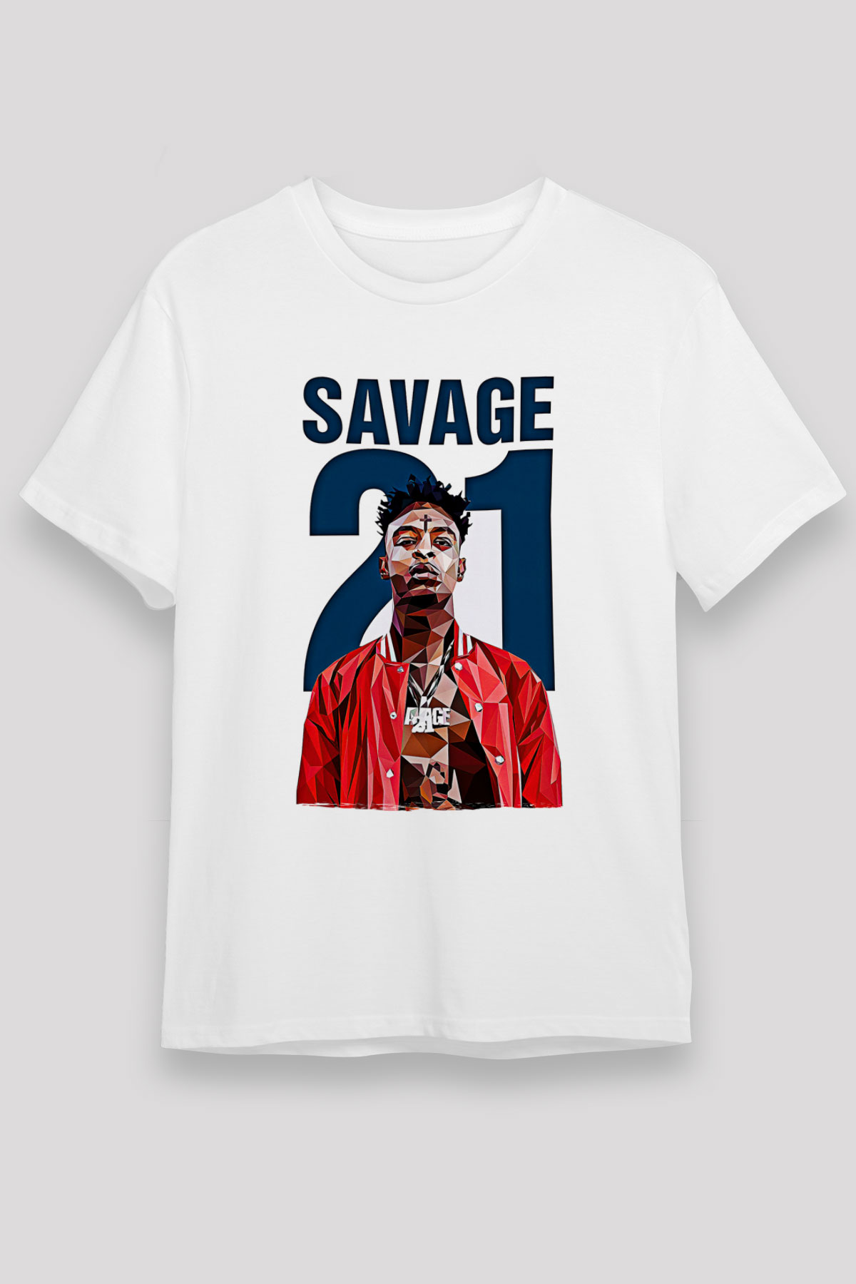 21 Savage Baskılı Unisex Beyaz Tişört - Tshirt