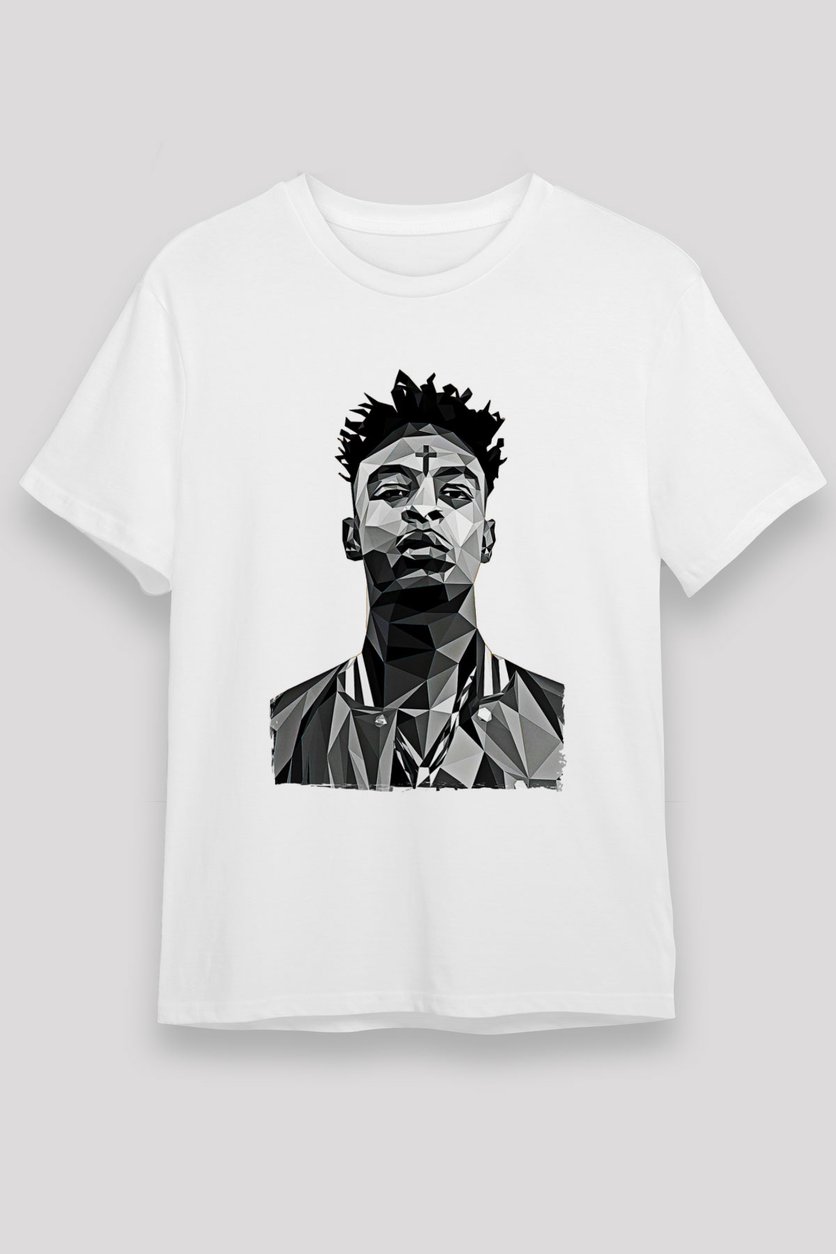 21 Savage Baskılı Unisex Beyaz Tişört - Tshirt
