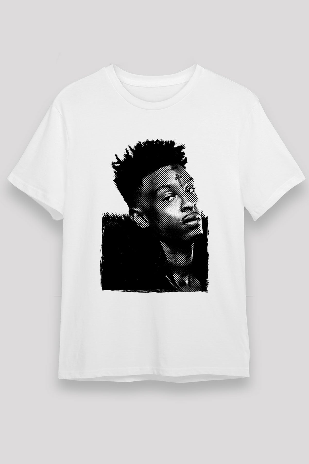 21 Savage Baskılı Unisex Beyaz Tişört - Tshirt
