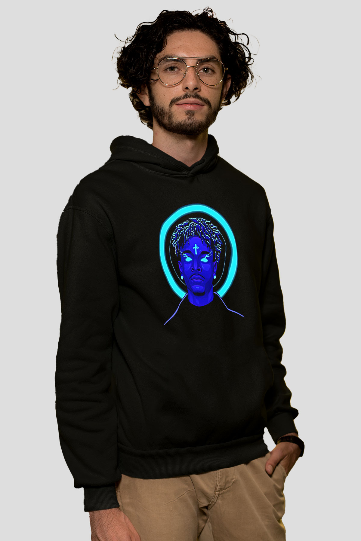 21 Savage Baskılı Unisex Siyah Hoodie