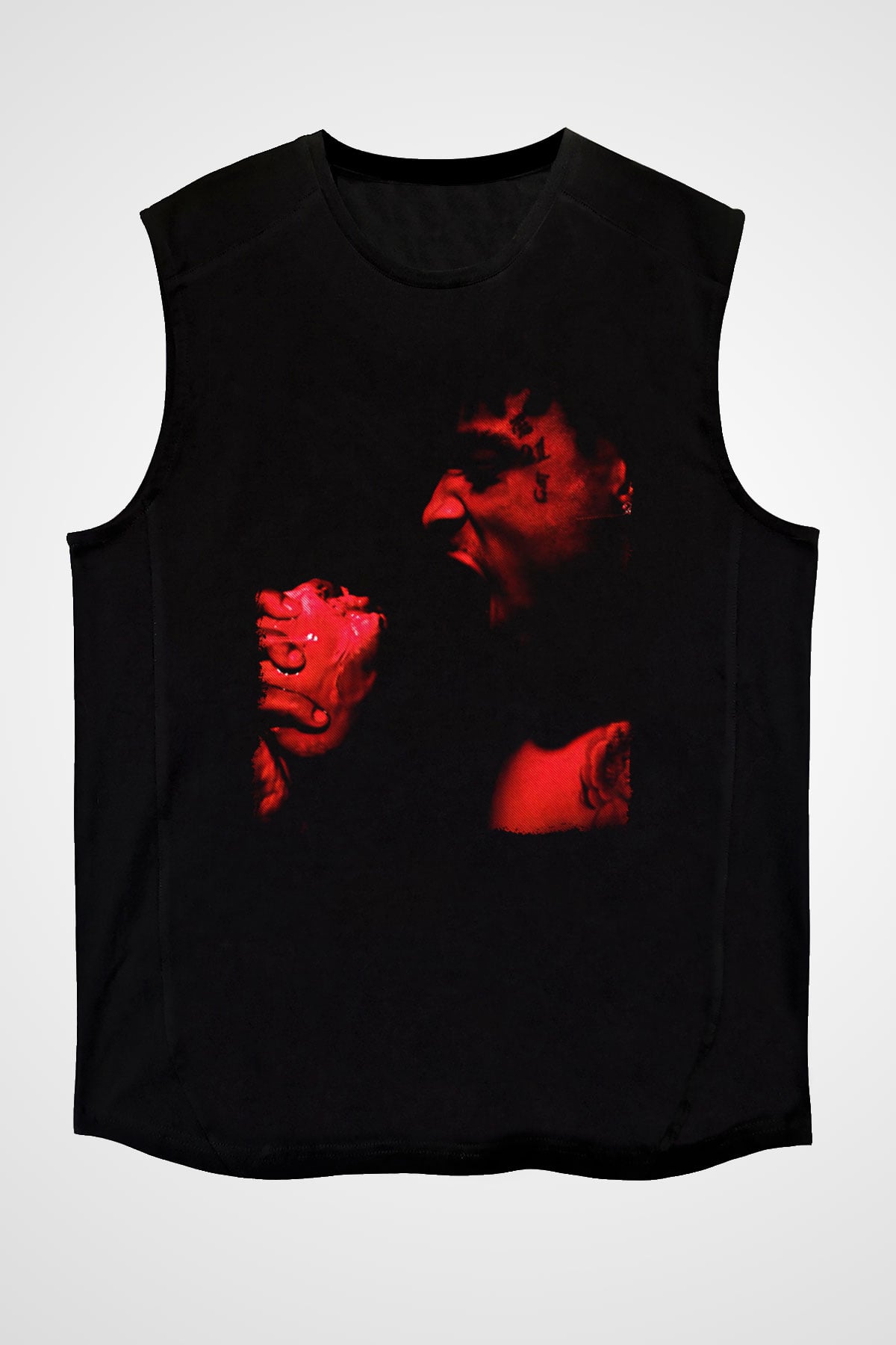 21 Savage Baskılı Unisex Siyah Kolsuz Tişört - Tshirt