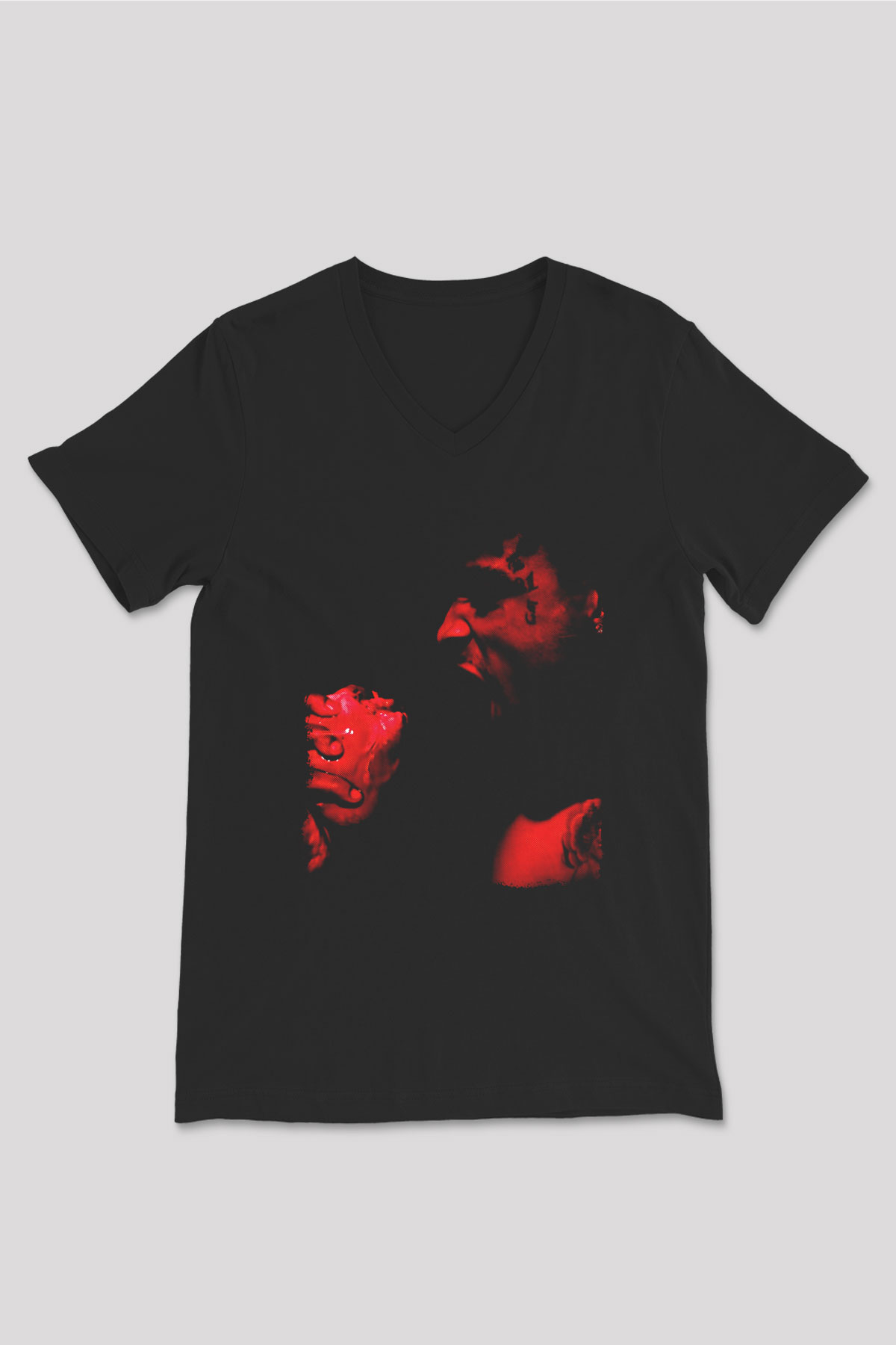 21 Savage Baskılı Unisex Siyah V Yaka Tişört - Tshirt