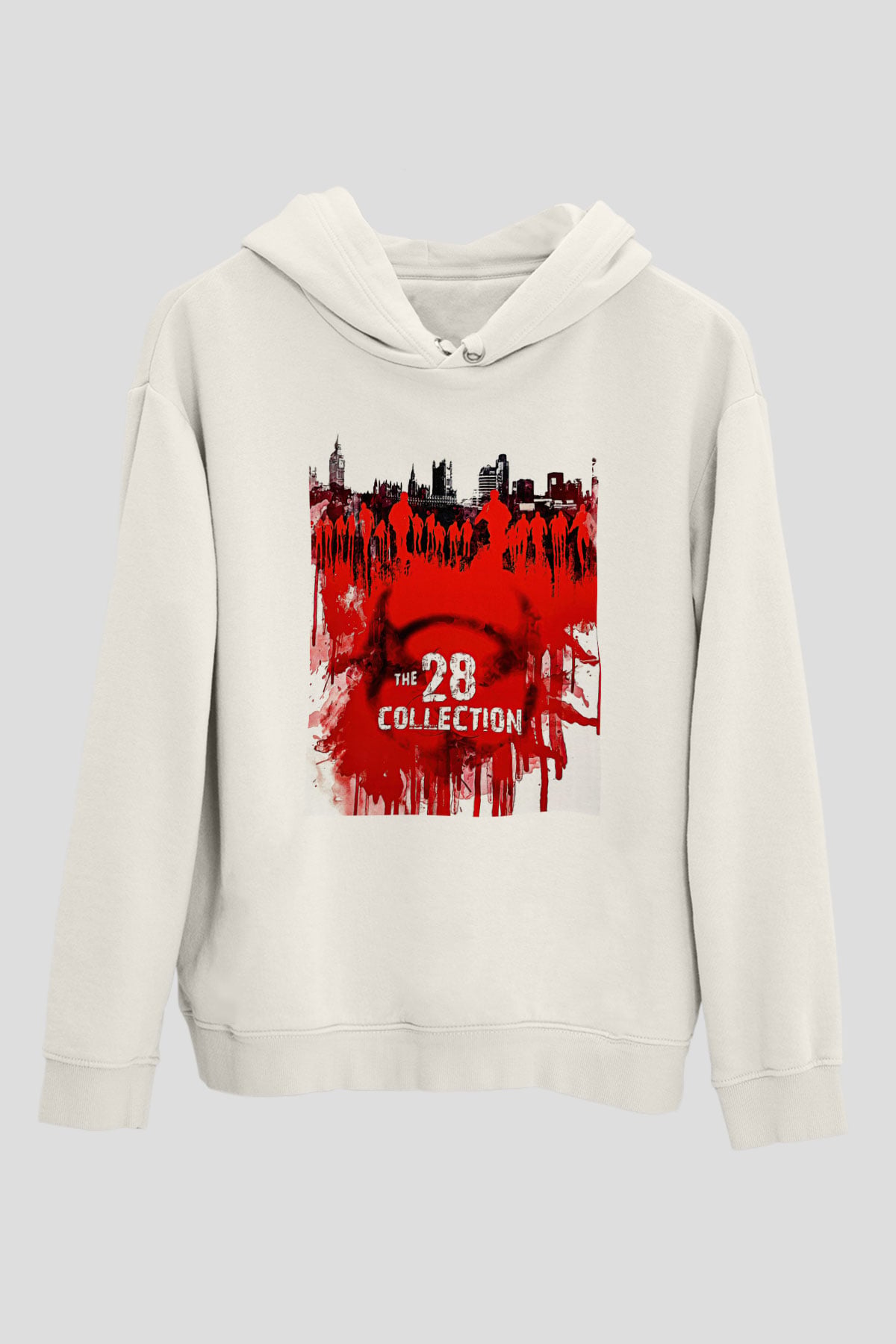 28 Days Later Baskılı Beyaz Unisex Hoodie