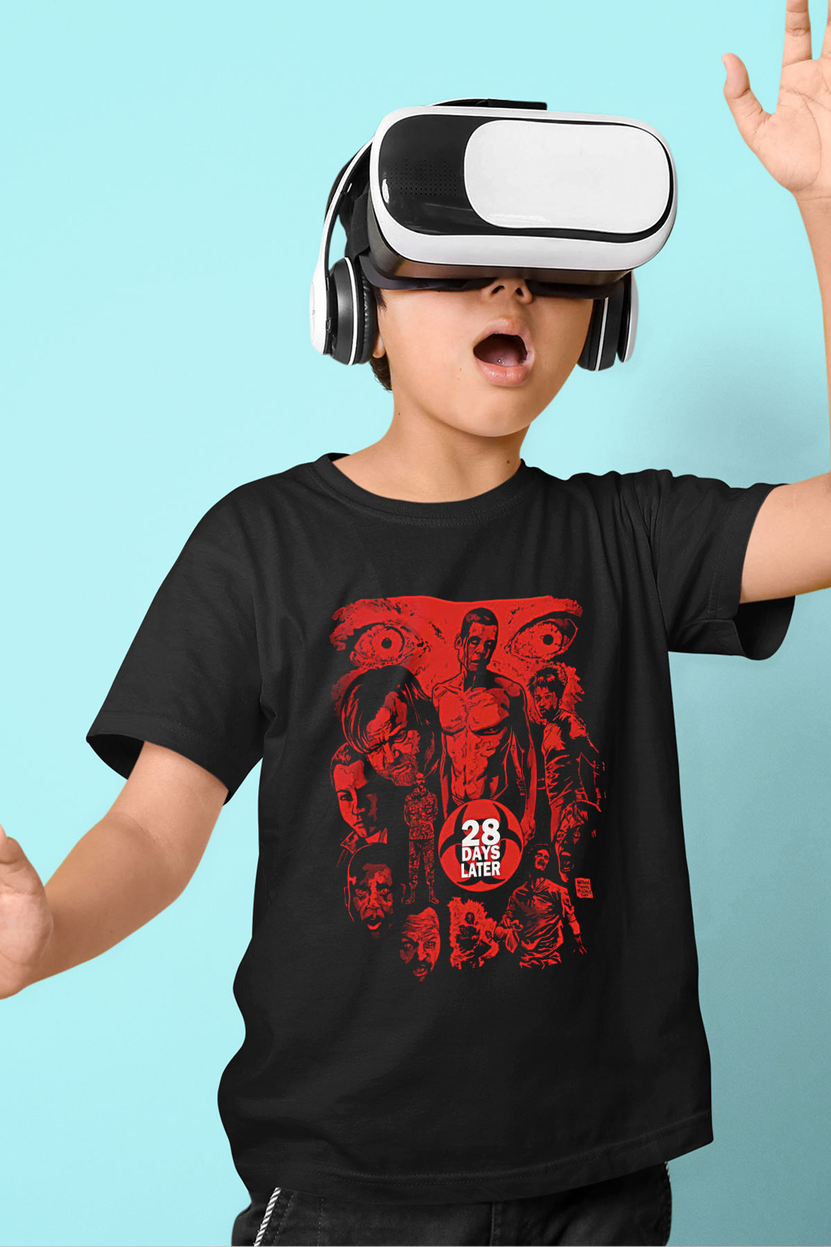 28 Days Later Baskılı Unisex Siyah Çocuk Tişört - Tshirt