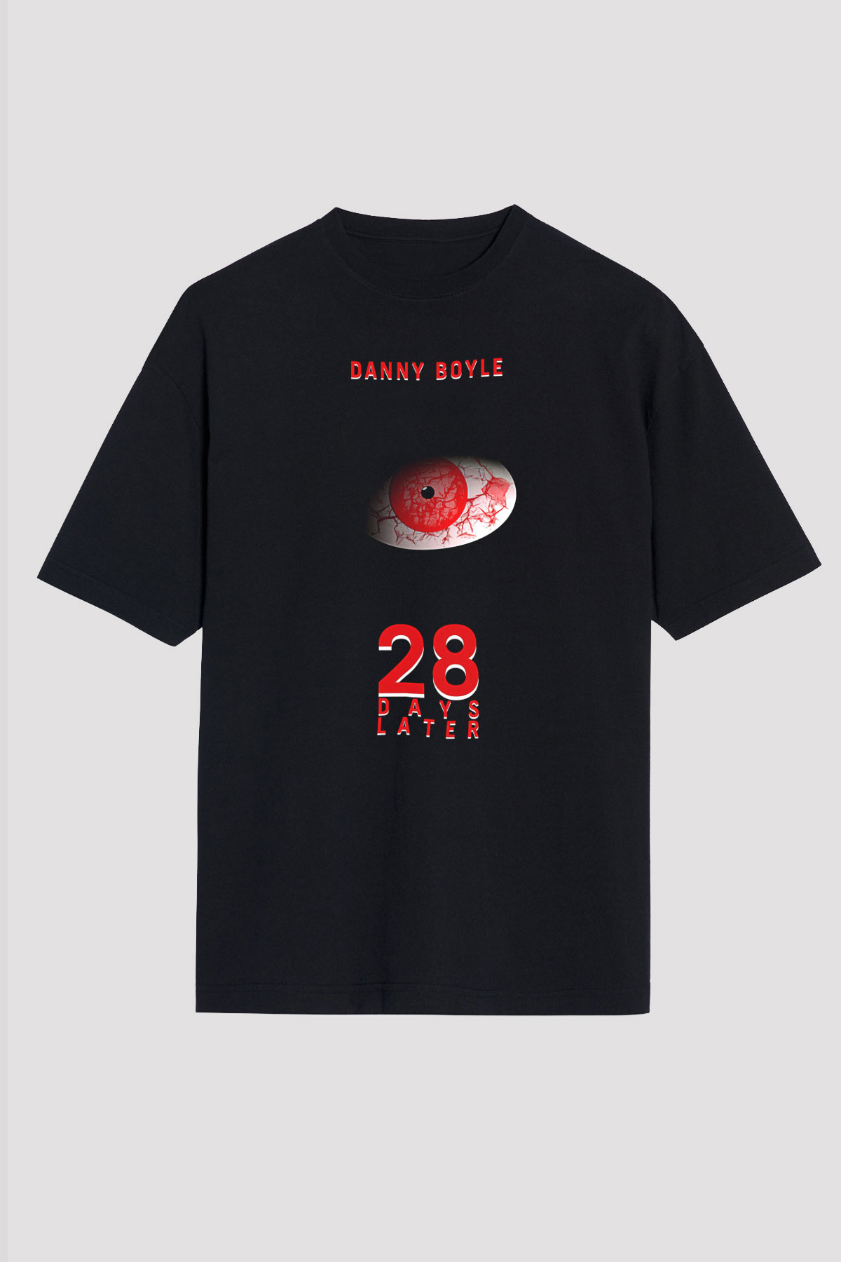 28 Days Later Baskılı Unisex Siyah Oversize Tişört - Tshirt