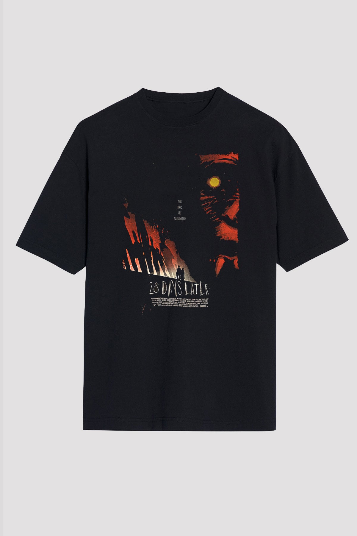 28 Days Later Baskılı Unisex Siyah Oversize Tişört - Tshirt