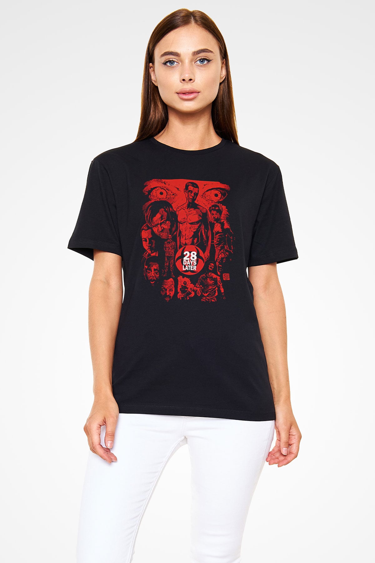 28 Days Later Baskılı Unisex Siyah Tişört - Tshirt