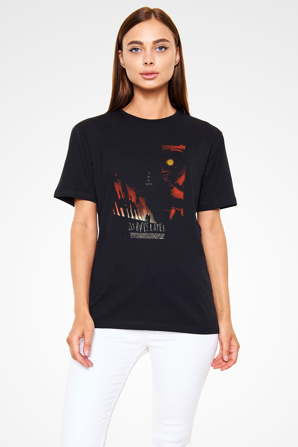 28 Days Later Baskılı Unisex Siyah Tişört - Tshirt
