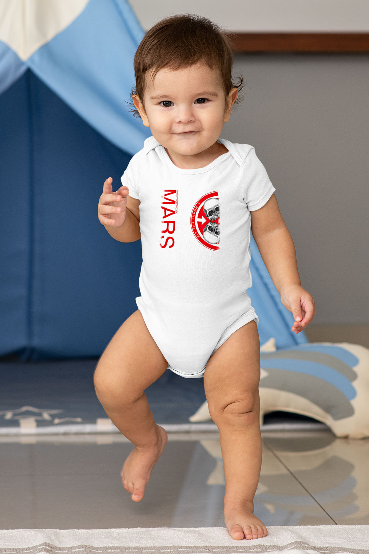 30 Seconds To Mars Baskılı Unisex Beyaz Bebek Body - Zıbın