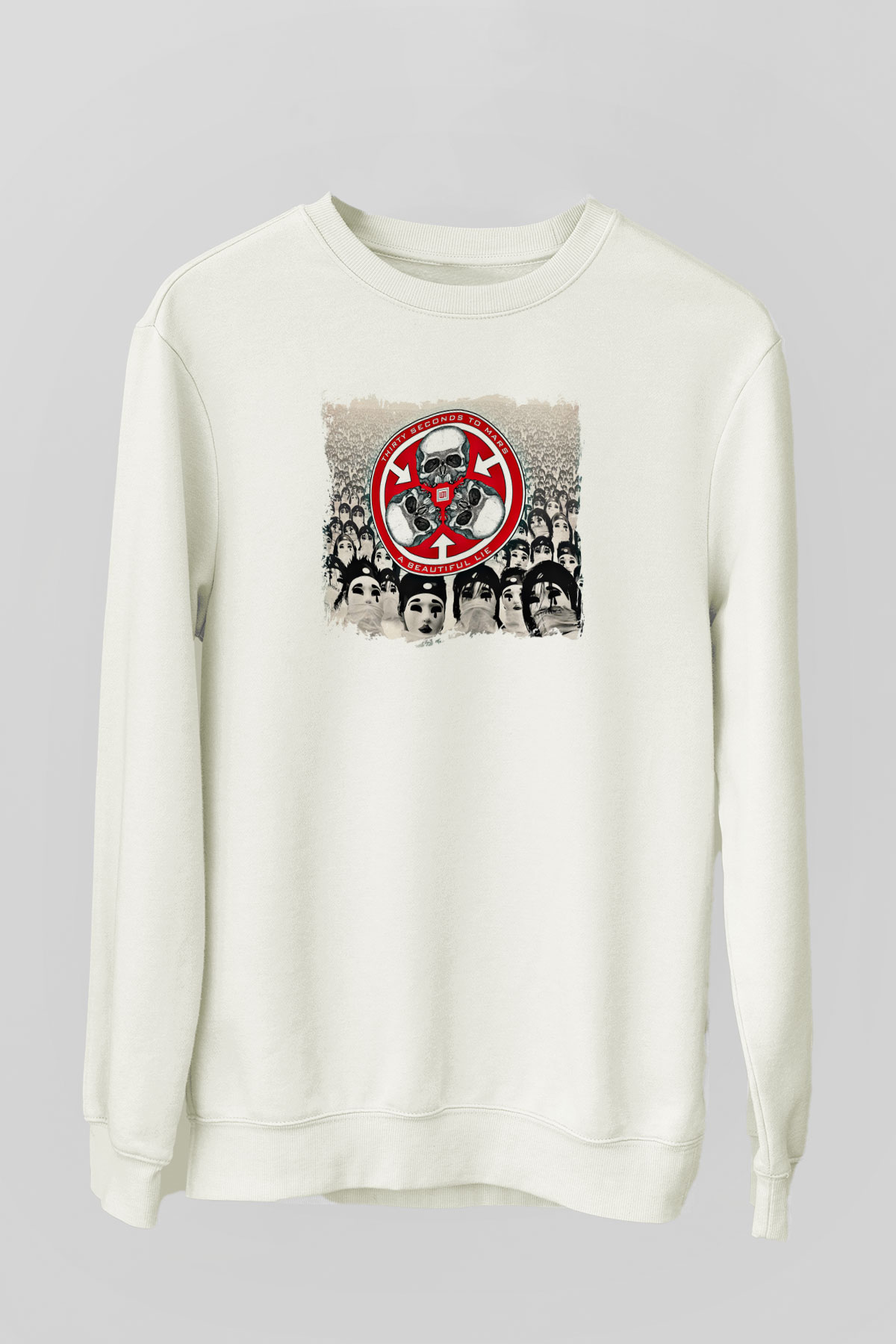 30 Seconds To Mars Baskılı Unisex Beyaz Sweatshirt