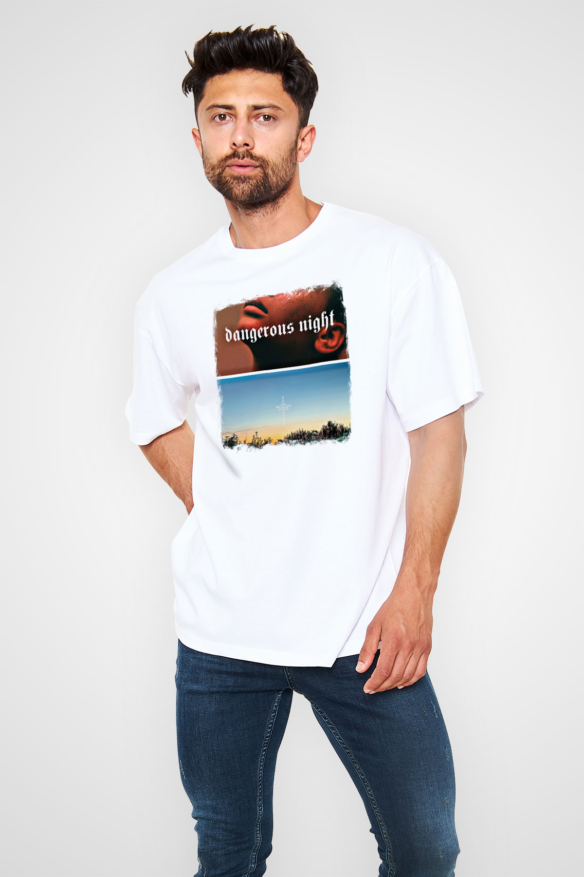 30 Seconds To Mars Baskılı Unisex Beyaz Oversize Tişört