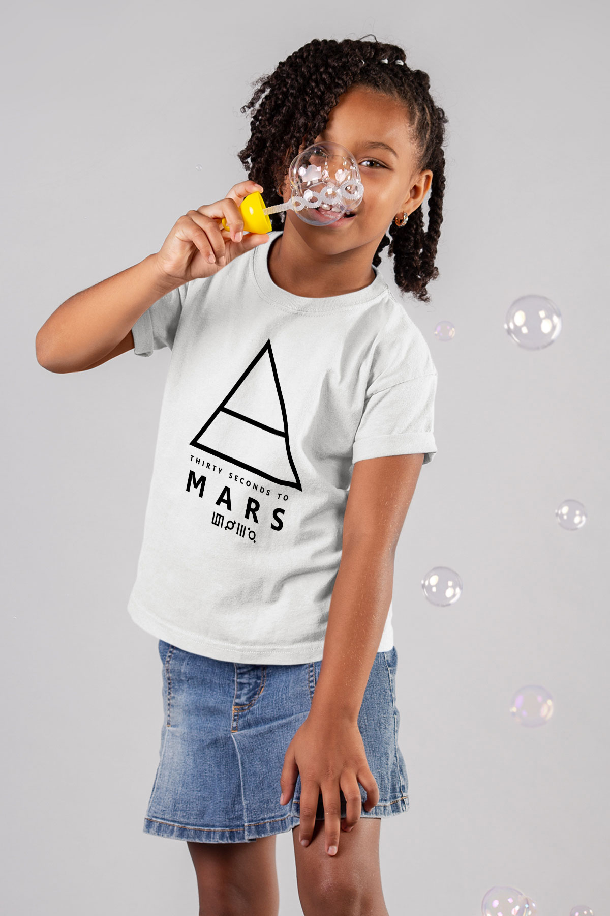30 Seconds To Mars Baskılı Unisex Beyaz Çocuk Tişört