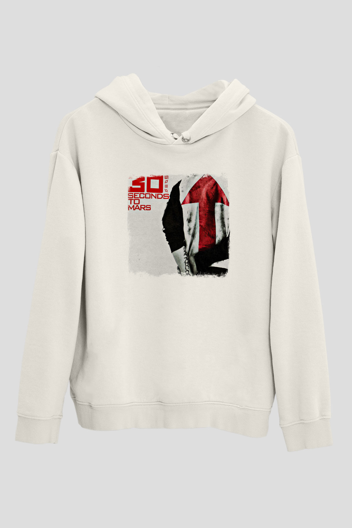 30 Seconds To Mars Baskılı Unisex Beyaz Hoodie