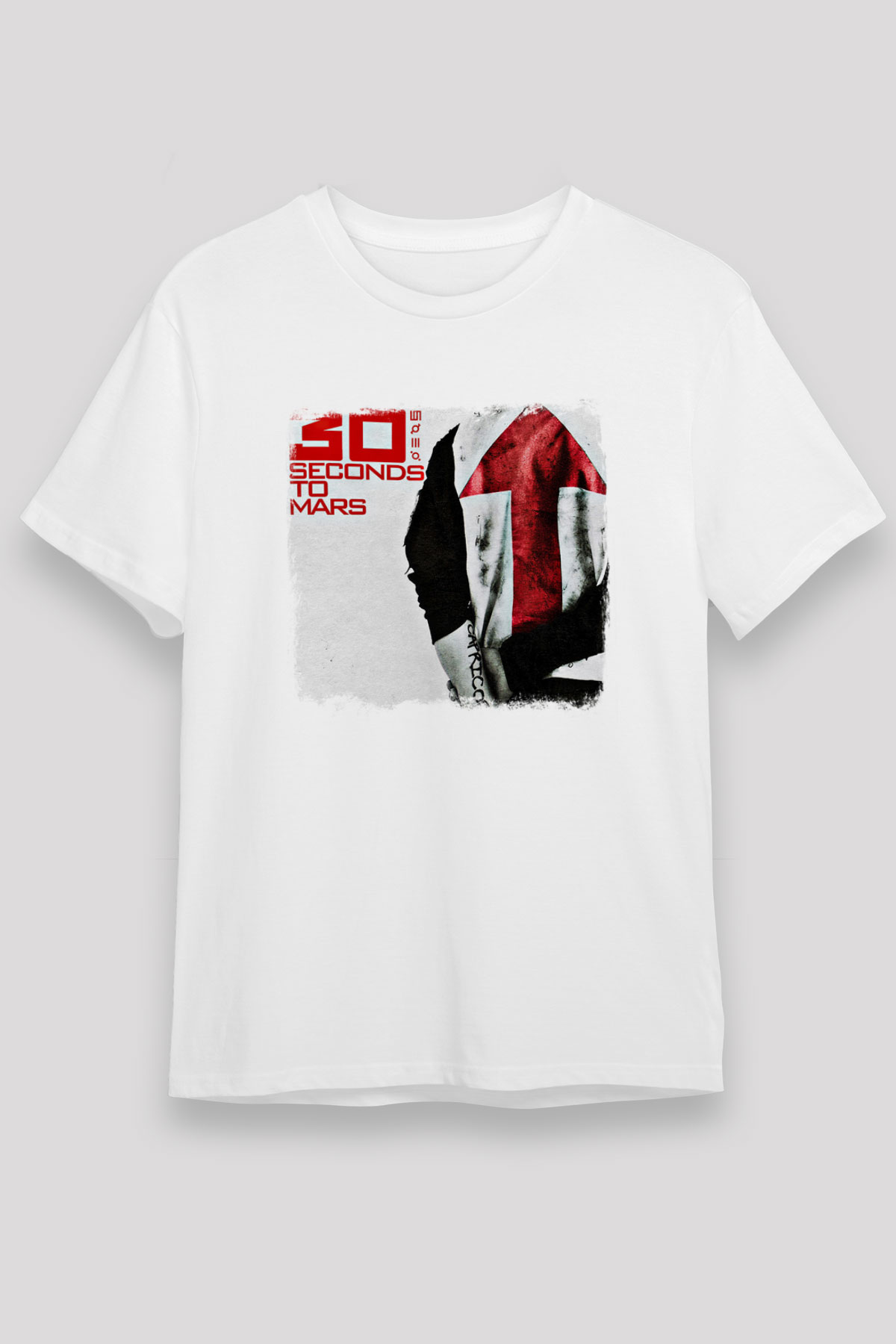 30 Seconds To Mars Baskılı Unisex Beyaz Tişört