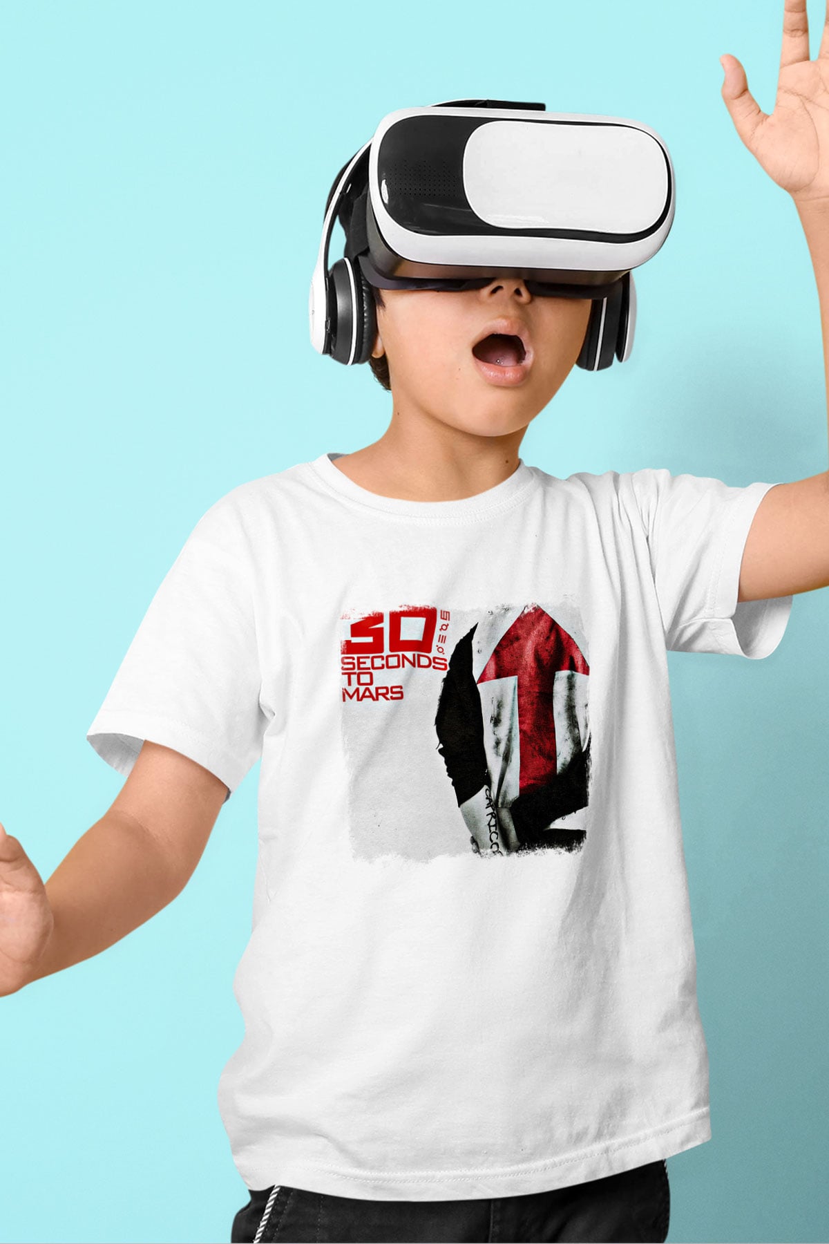 30 Seconds To Mars Baskılı Unisex Beyaz Çocuk Tişört