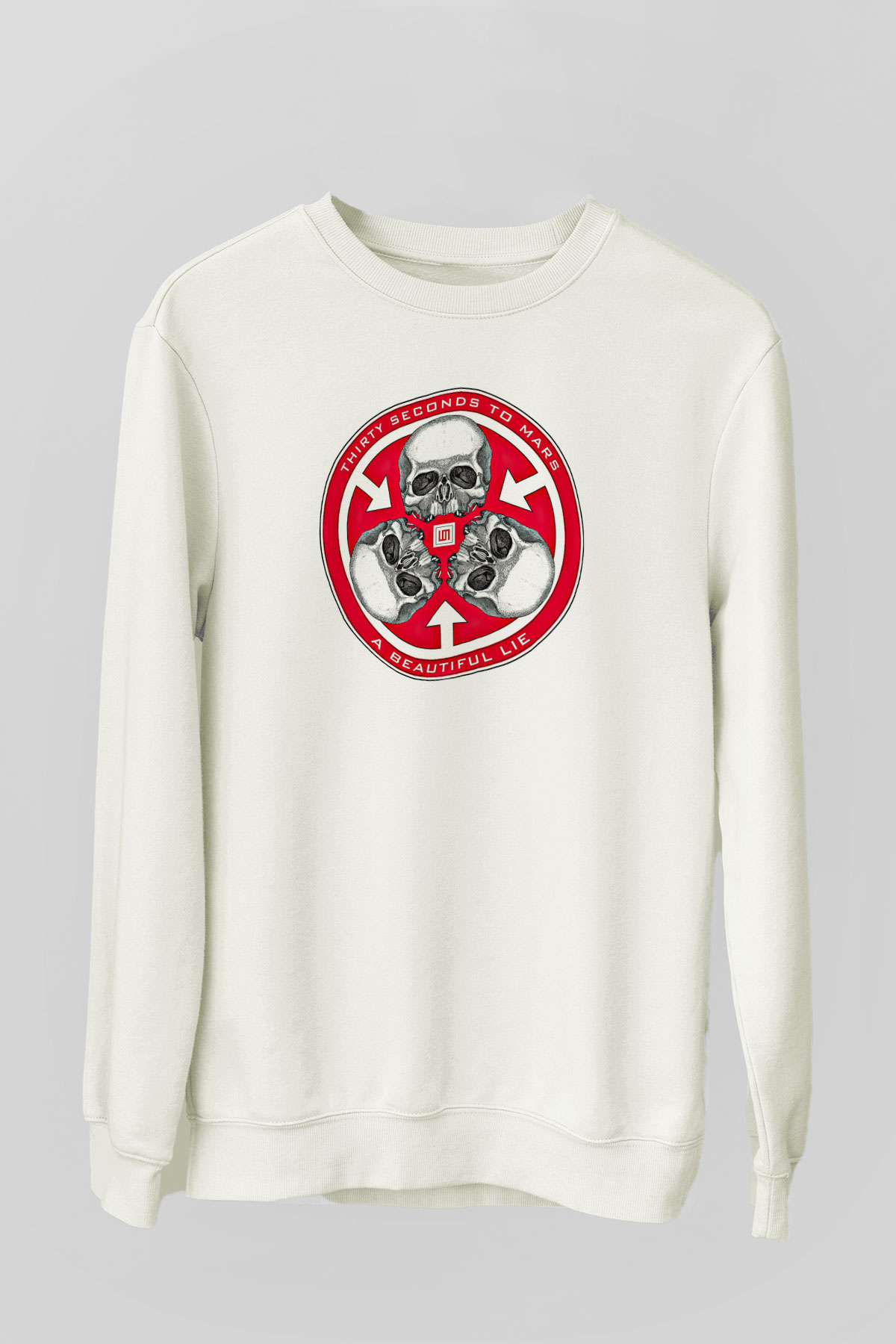 30 Seconds To Mars Baskılı Unisex Beyaz Sweatshirt
