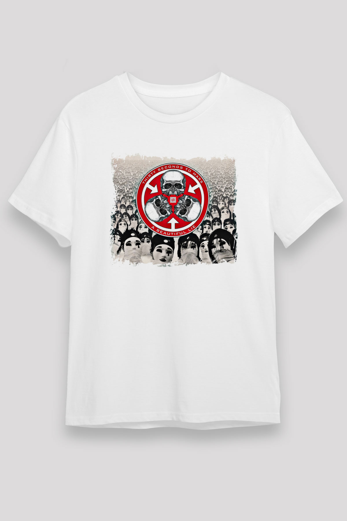 30 Seconds To Mars Baskılı Unisex Beyaz Tişört