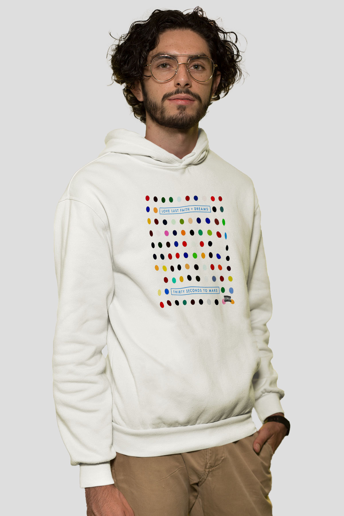 30 Seconds To Mars Baskılı Unisex Beyaz Hoodie