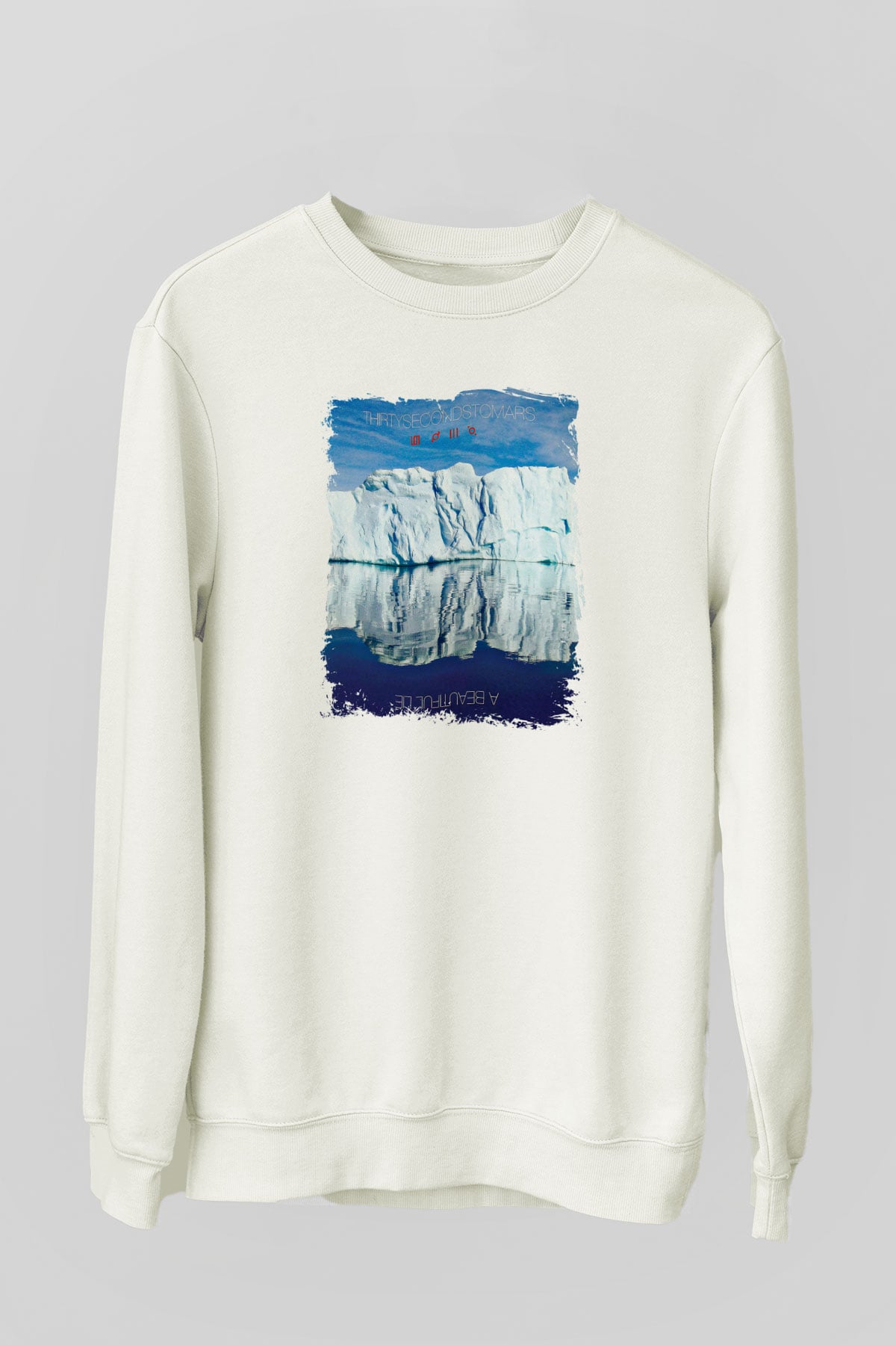 30 Seconds To Mars Baskılı Unisex Beyaz Sweatshirt