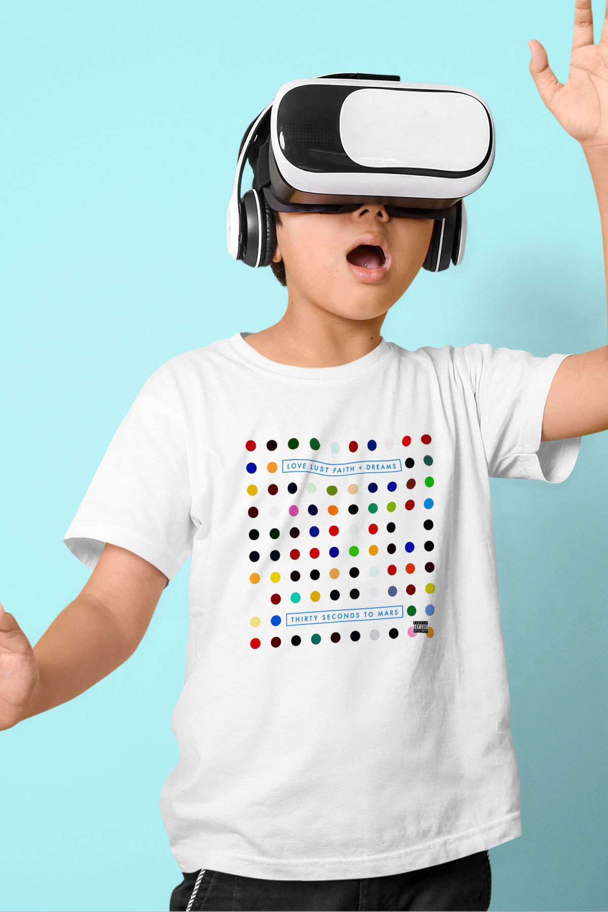 30 Seconds To Mars Baskılı Unisex Beyaz Çocuk Tişört