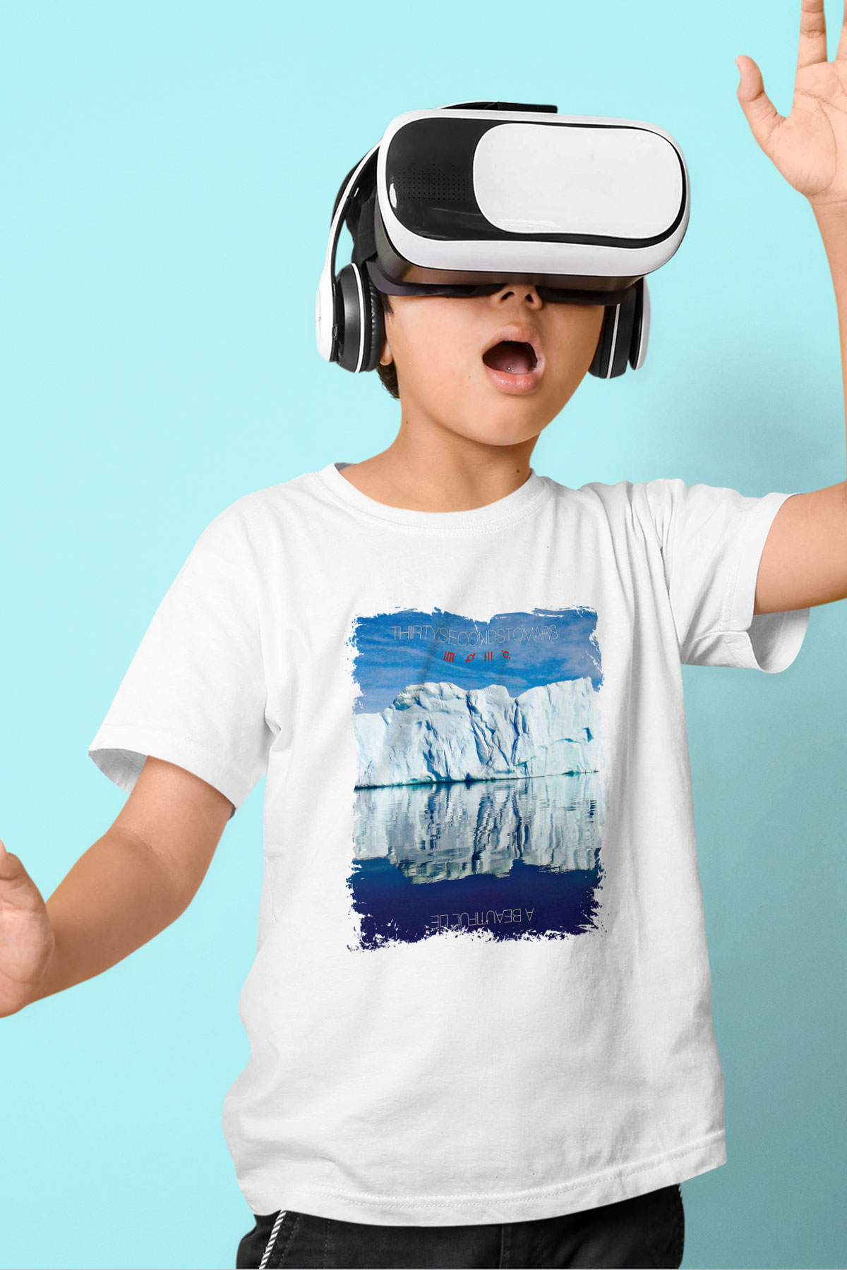 30 Seconds To Mars Baskılı Unisex Beyaz Çocuk Tişört