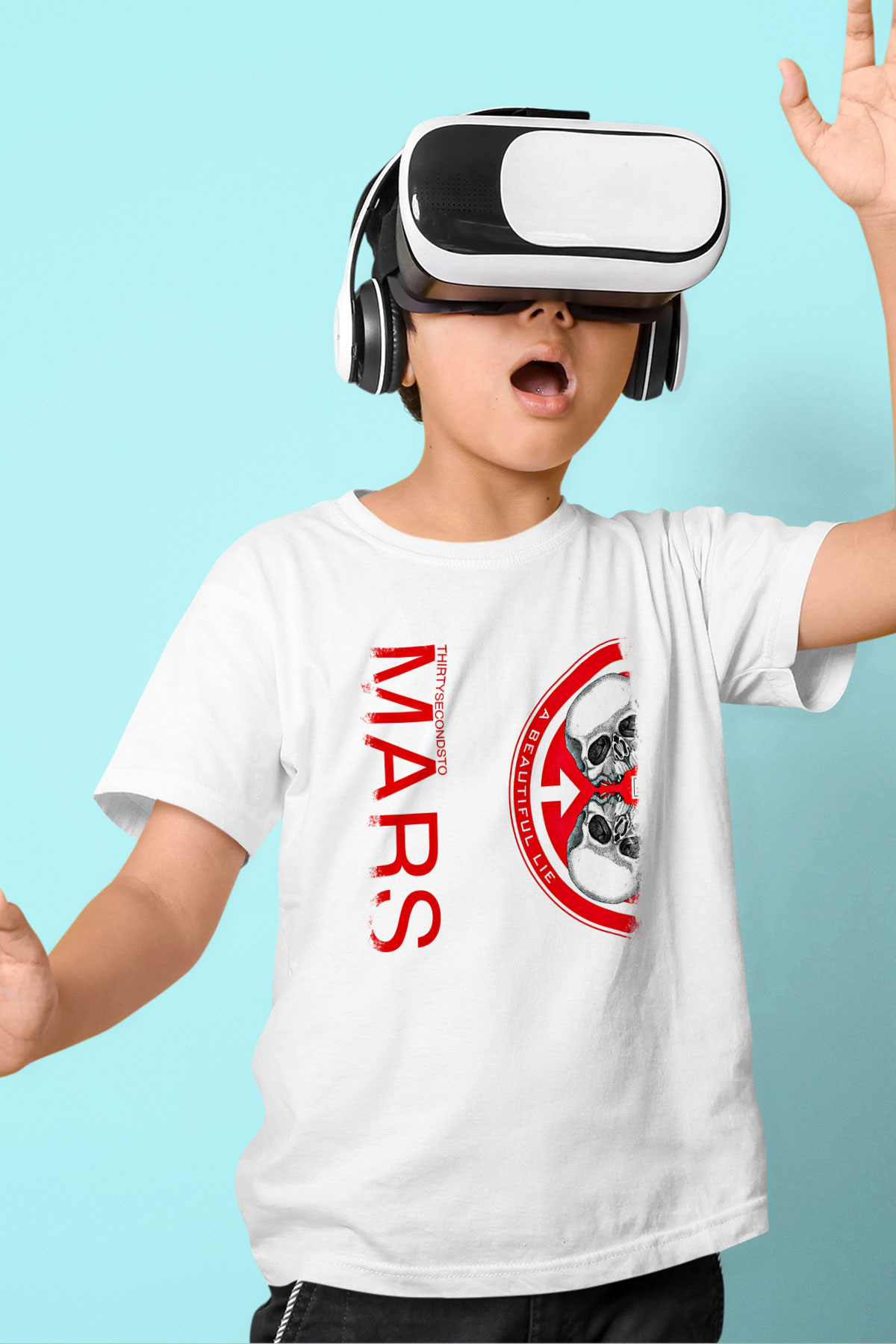 30 Seconds To Mars Baskılı Unisex Beyaz Çocuk Tişört
