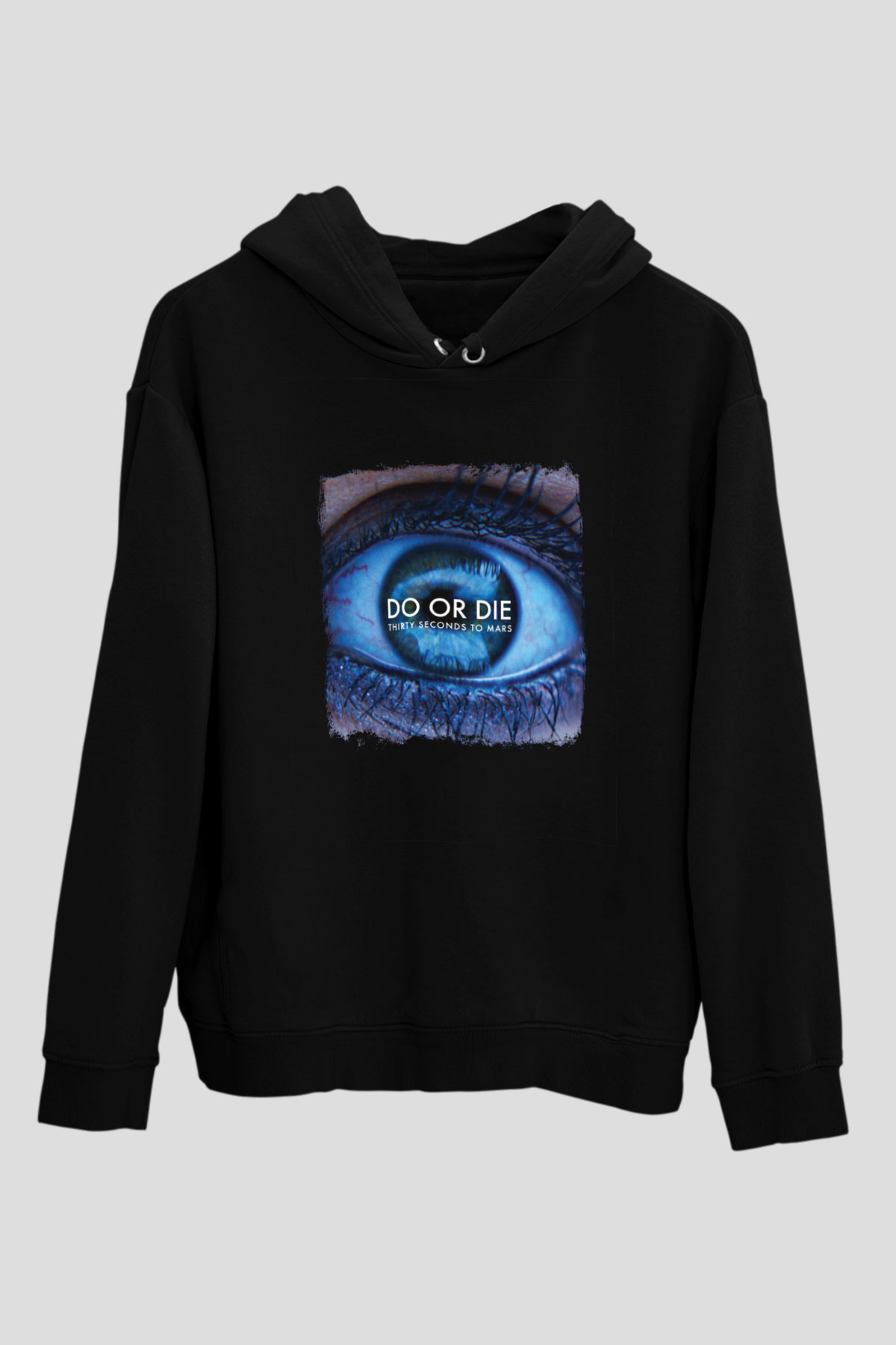 30 Seconds To Mars Baskılı Unisex Siyah Hoodie