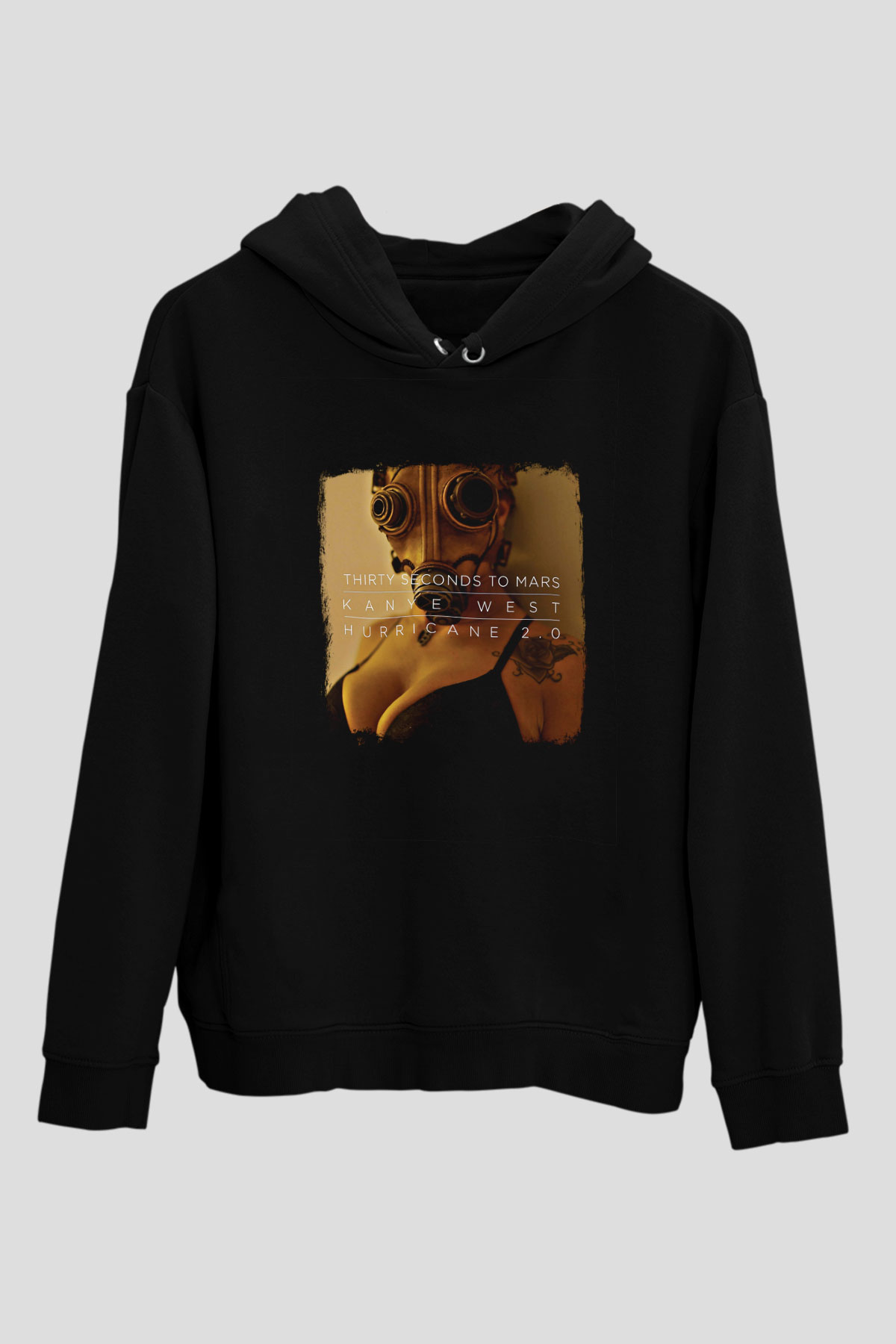 30 Seconds To Mars Baskılı Unisex Siyah Hoodie