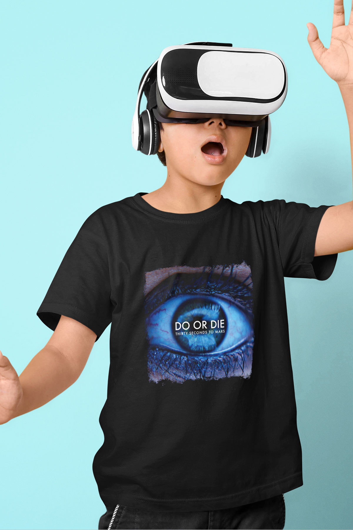 30 Seconds To Mars Baskılı Unisex Siyah Çocuk Tişört