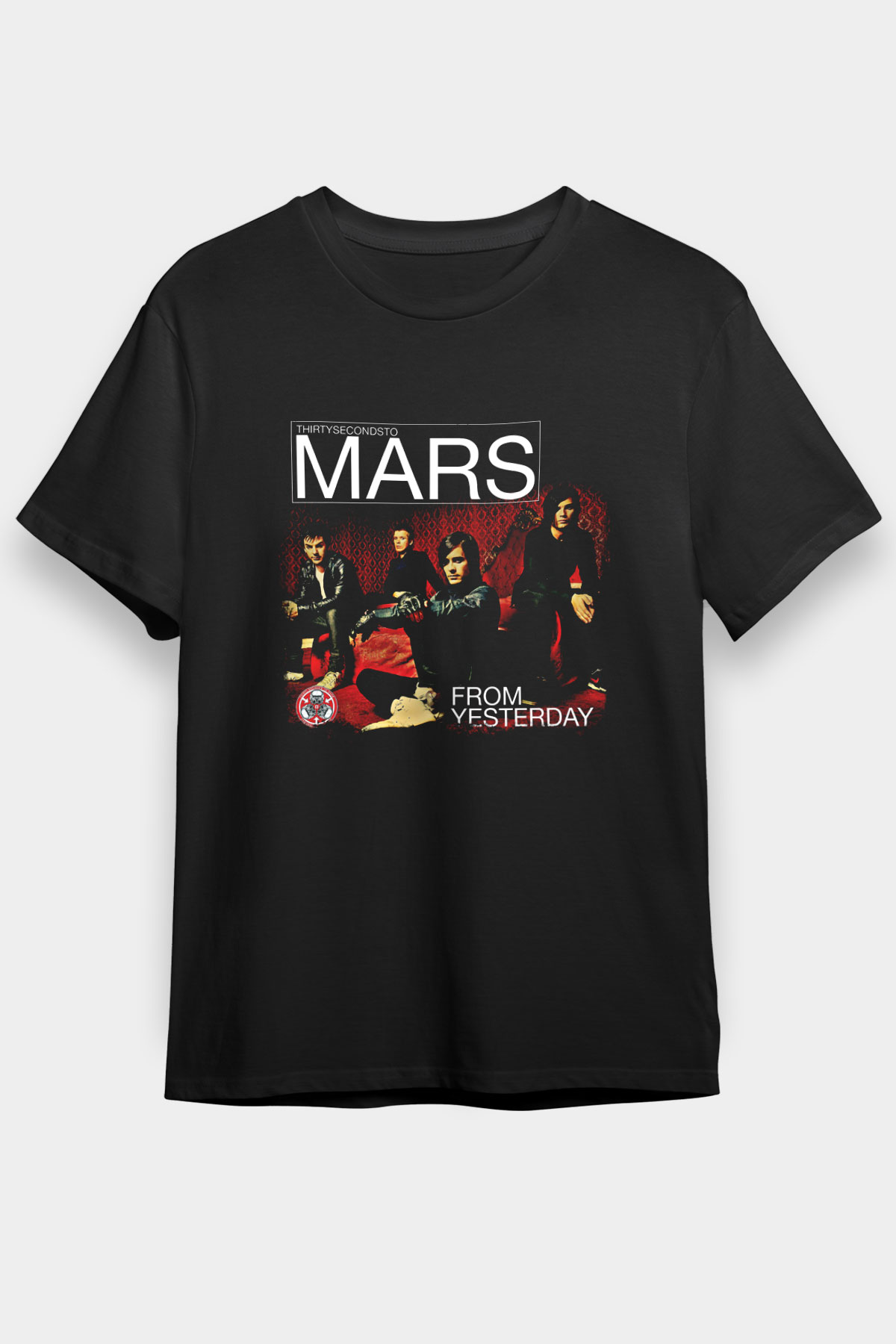 30 Seconds To Mars Baskılı Unisex Siyah Tişört