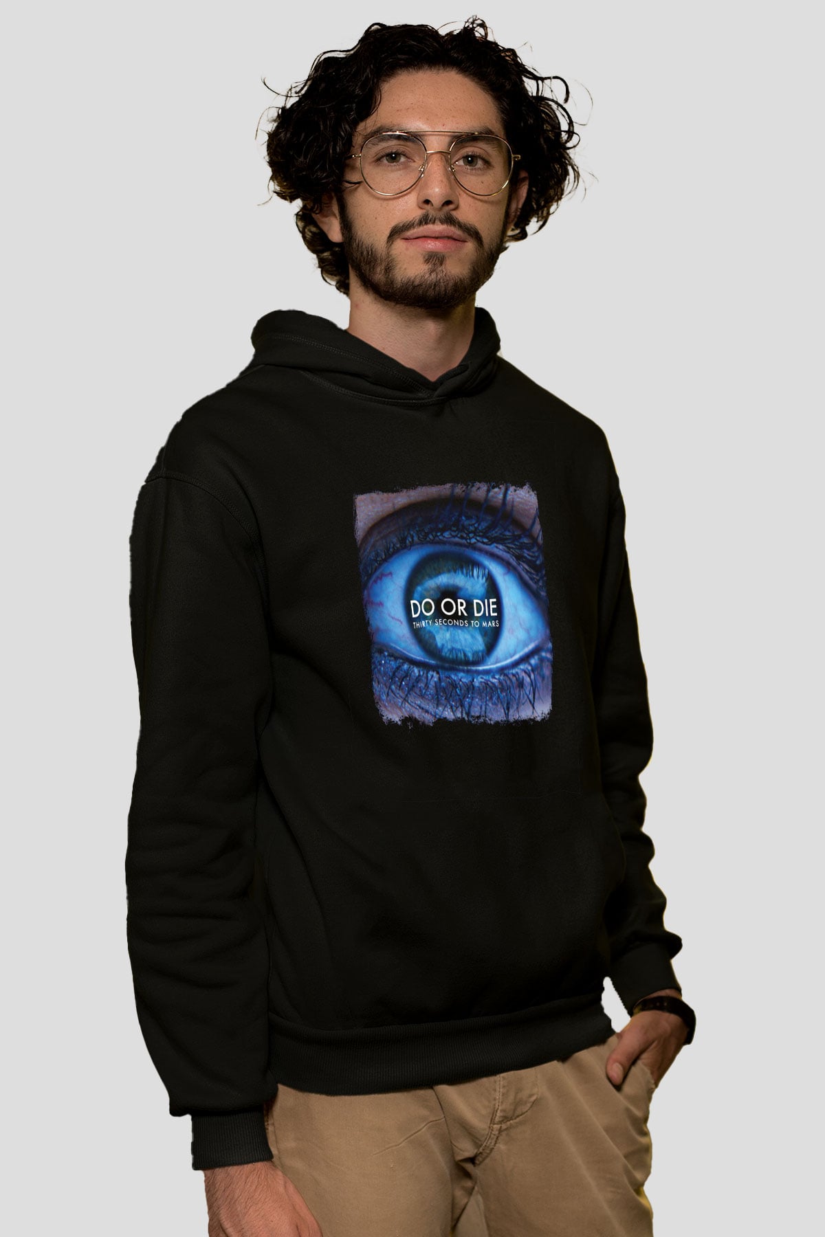 30 Seconds To Mars Baskılı Unisex Siyah Hoodie