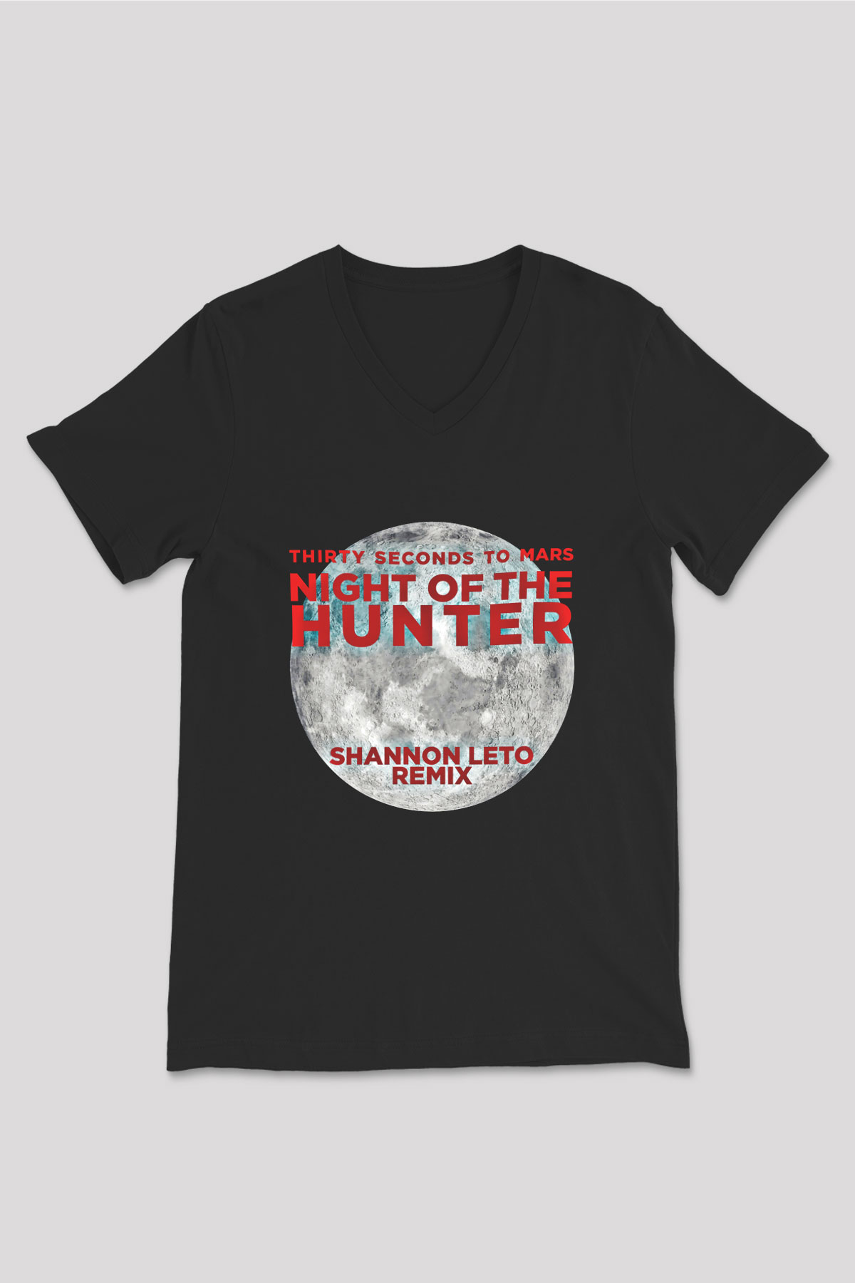 30 Seconds To Mars Baskılı Unisex Siyah V Yaka Tişört