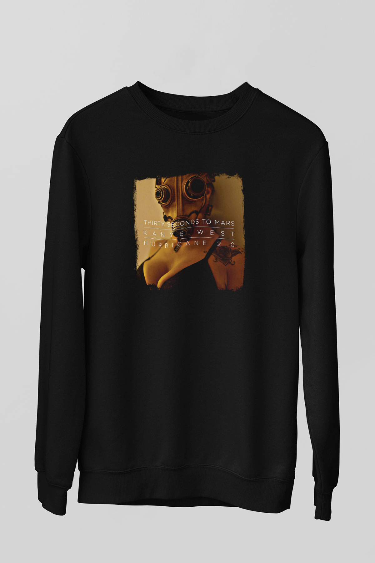 30 Seconds To Mars Baskılı Unisex Siyah Sweatshirt