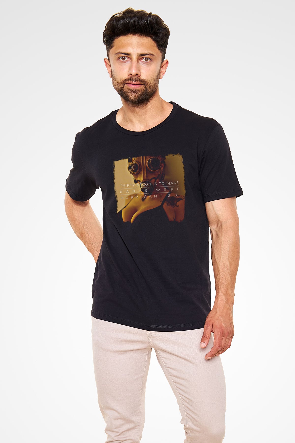 30 Seconds To Mars Baskılı Unisex Siyah Tişört