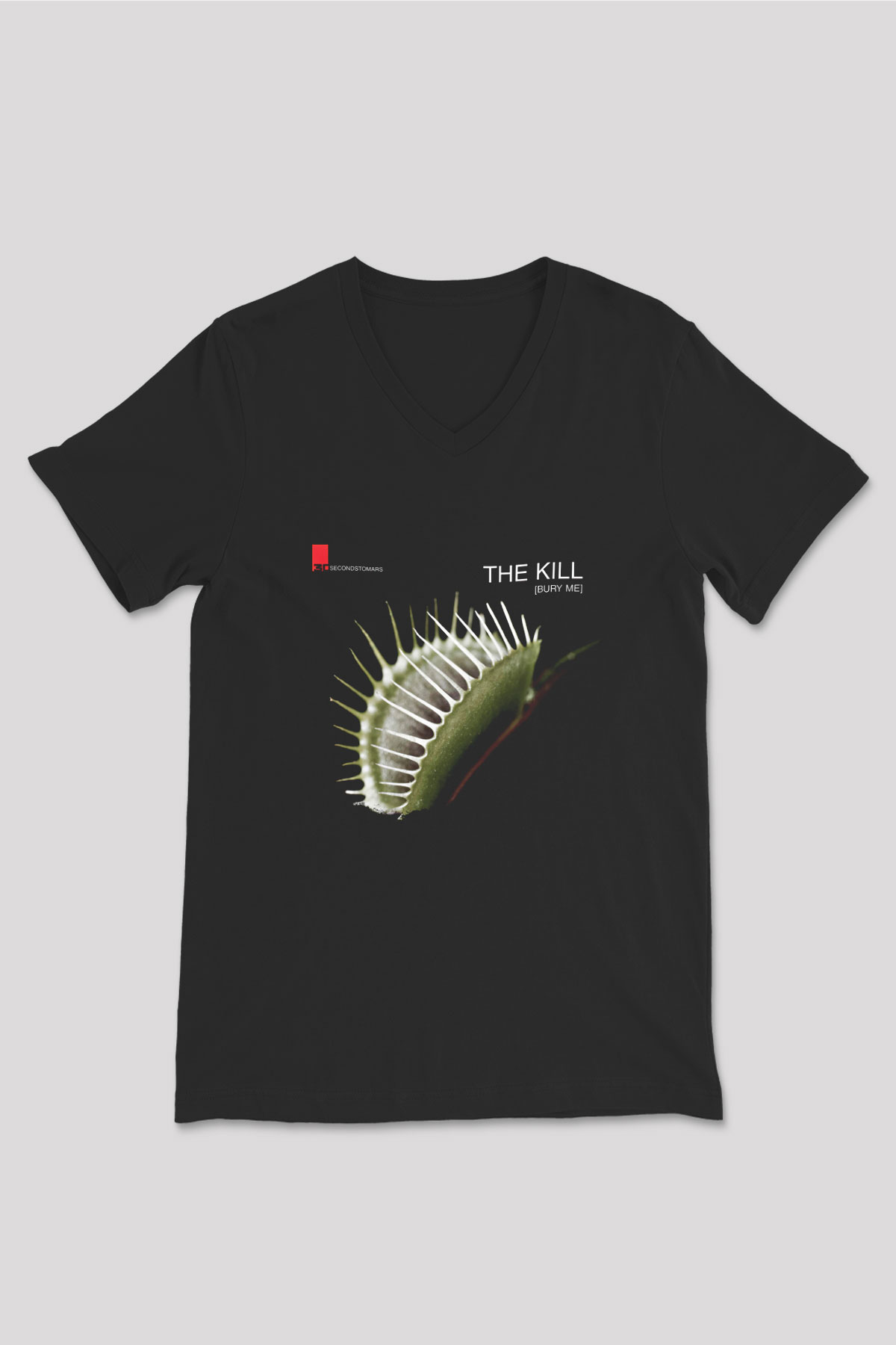 30 Seconds To Mars Baskılı Unisex Siyah V Yaka Tişört