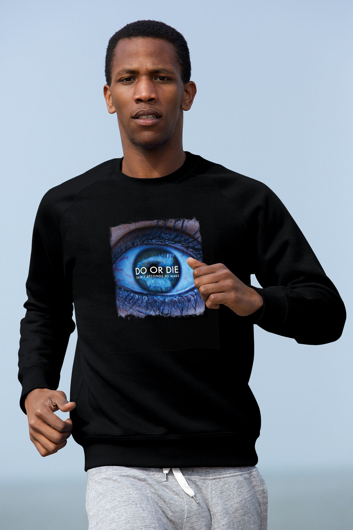 30 Seconds To Mars Baskılı Unisex Siyah Sweatshirt