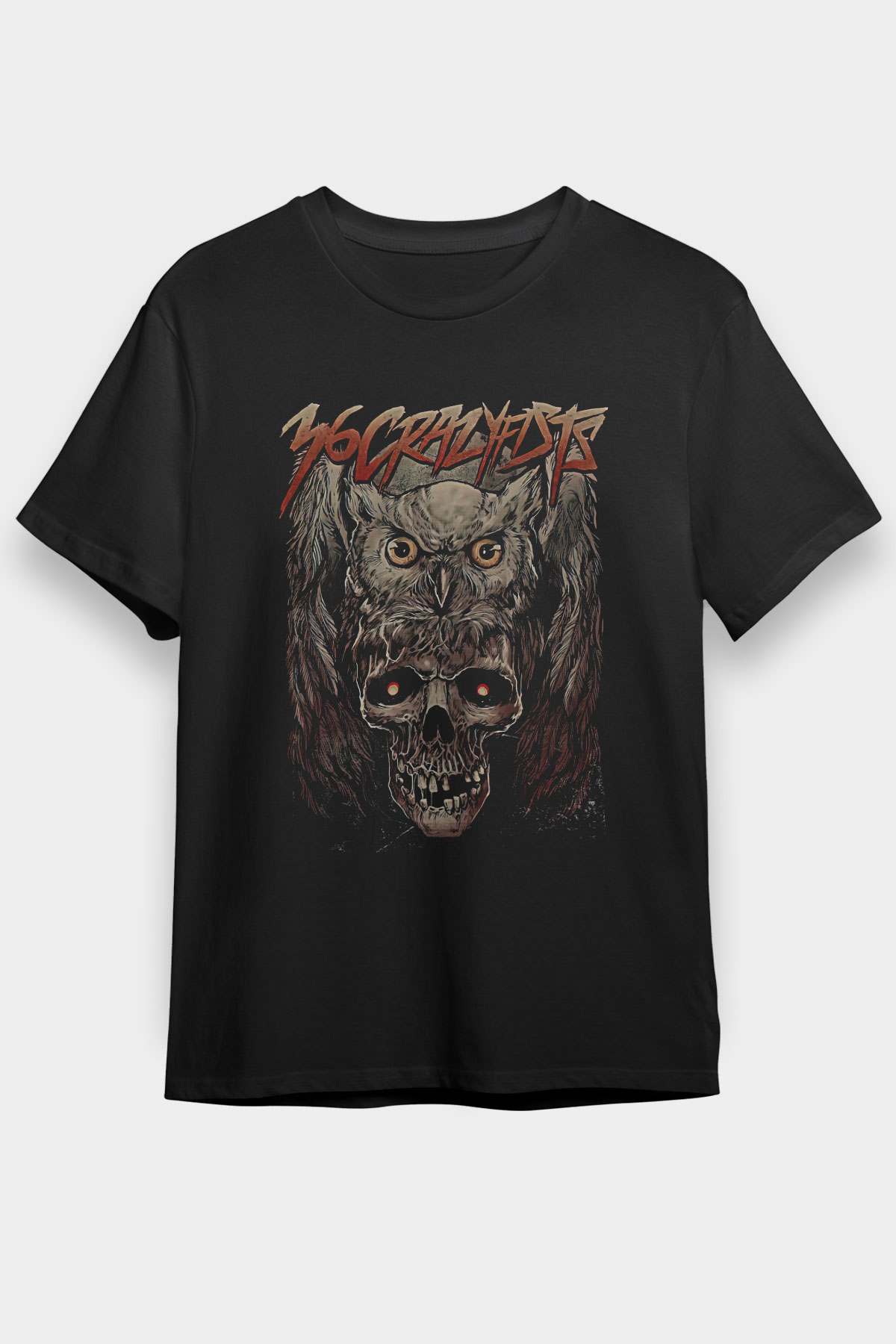 36 Crazyfists Baskılı Unisex Siyah Tişört - Tshirt
