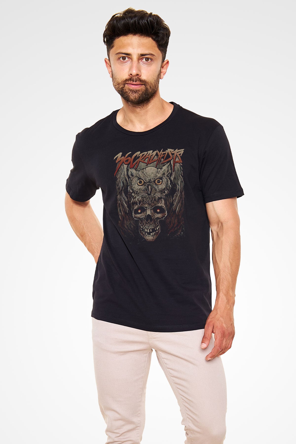 36 Crazyfists Baskılı Unisex Siyah Tişört - Tshirt