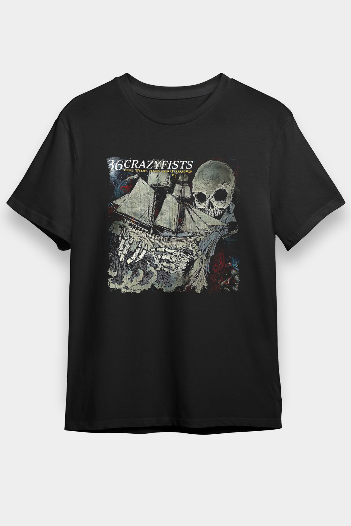36 Crazyfists Baskılı Unisex Siyah Tişört - Tshirt