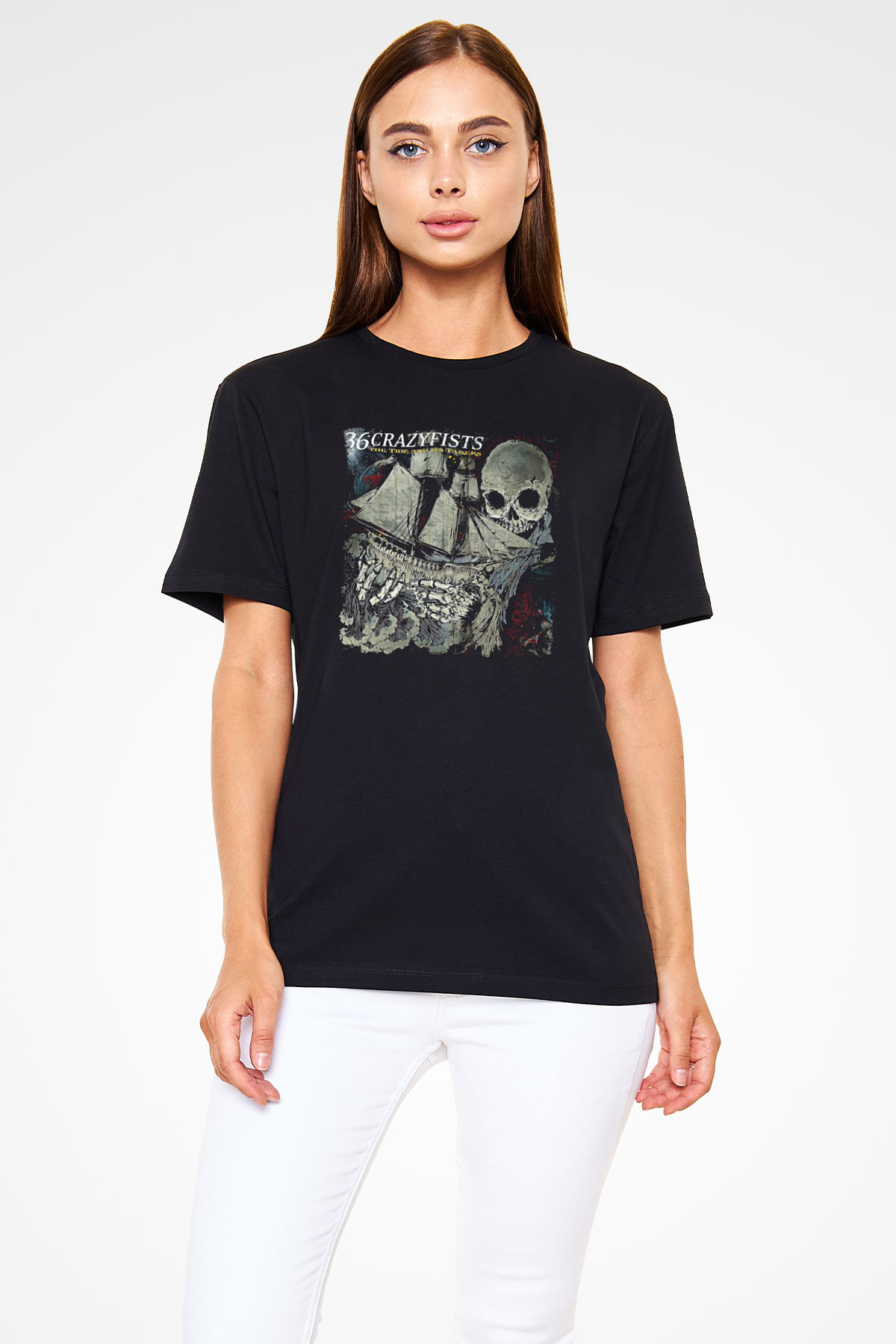 36 Crazyfists Baskılı Unisex Siyah Tişört - Tshirt